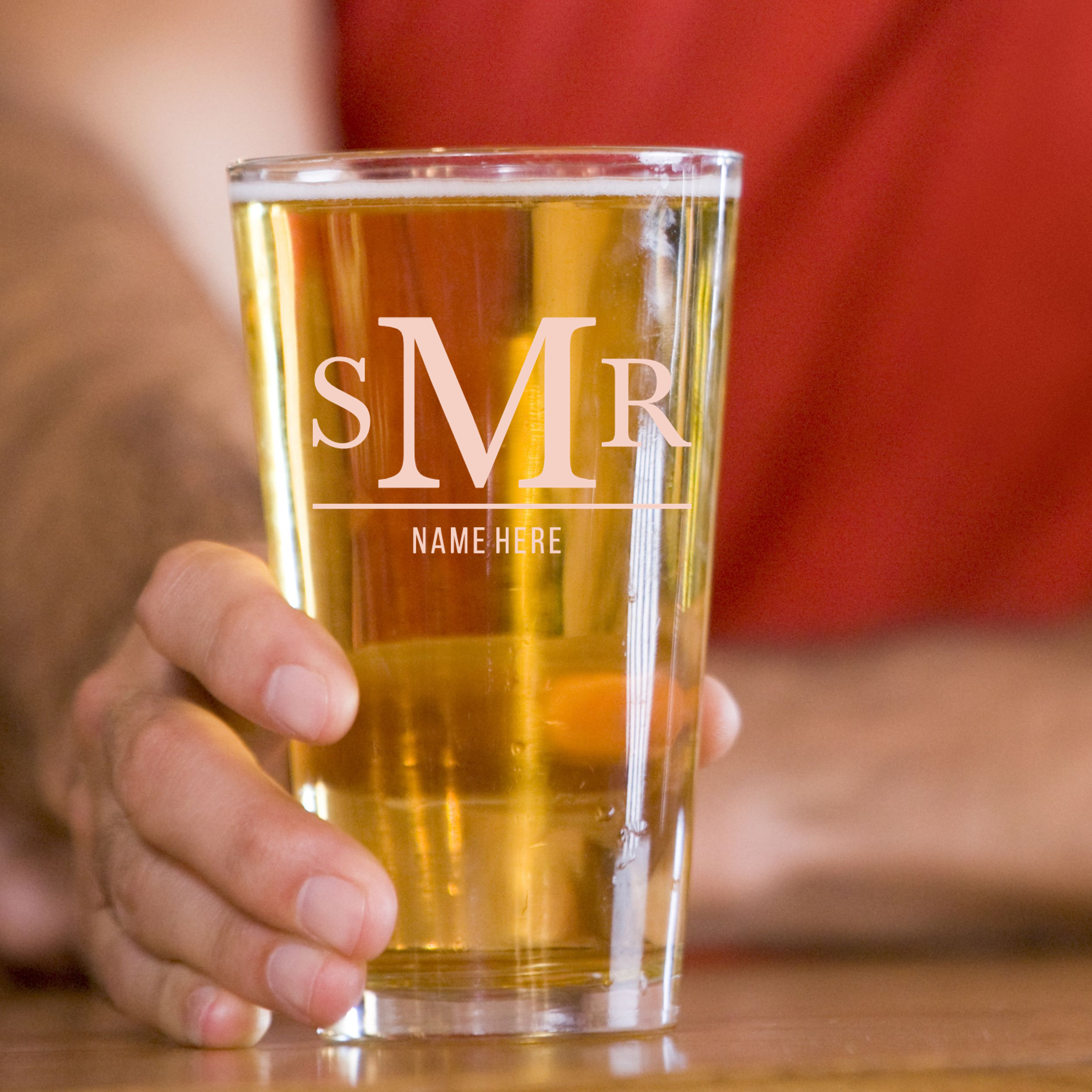 Personalized 3 Letter Monogram with Name Pint Glass Custom Engraved 16 oz Tall Pint Glass