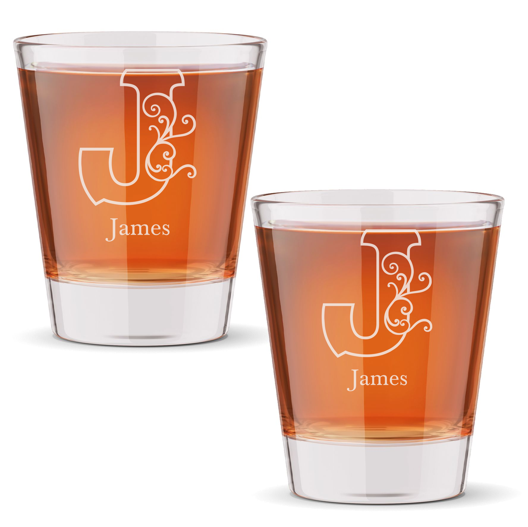 Personalized 1 Letter Floral Themed Monogram Shot Glass Custom Engraved 1.5 oz Shot Glass