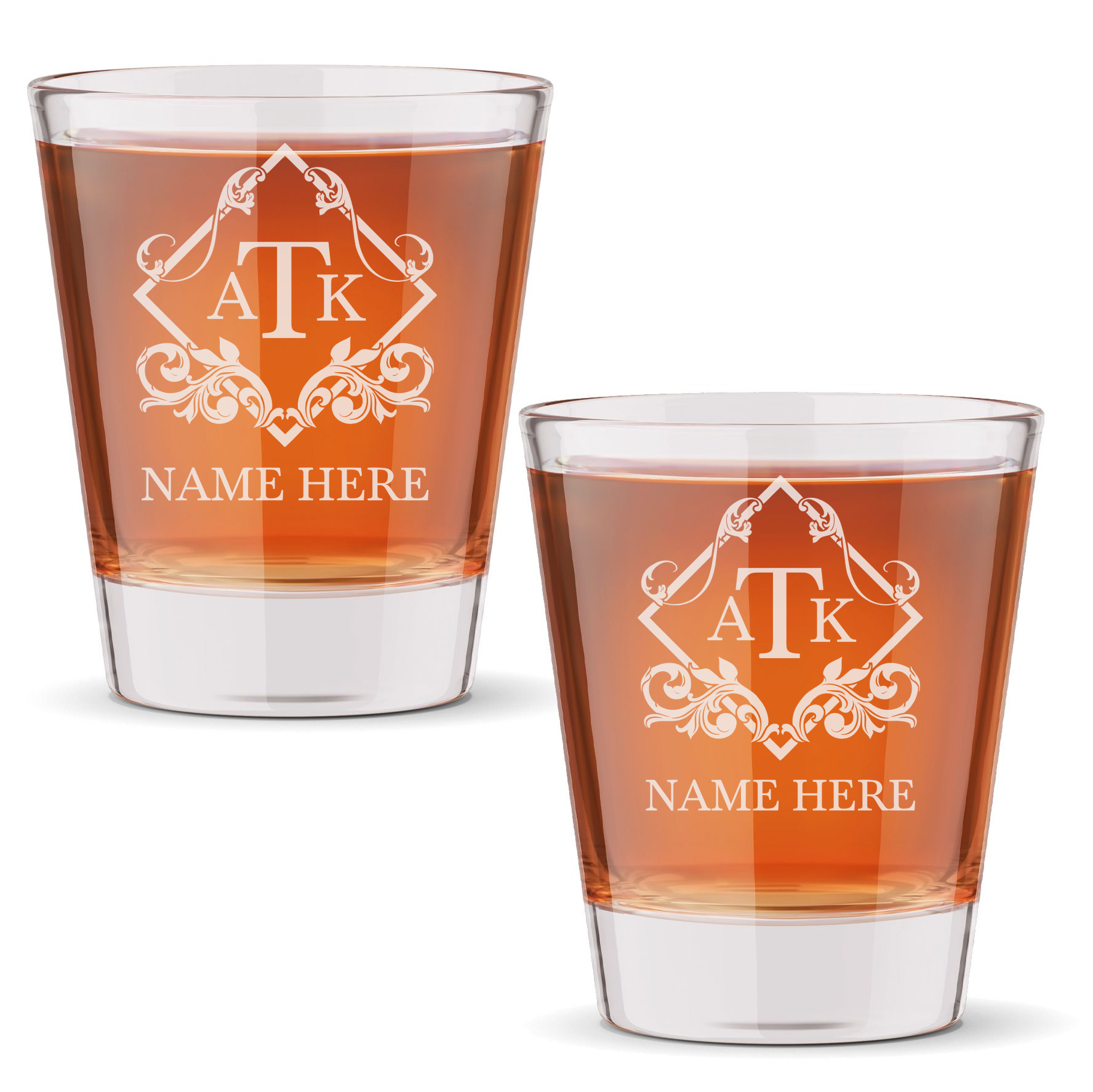 Personalized 3 Letter Monogram Shot Glass Custom Engraved 1.5 oz Shot Glass