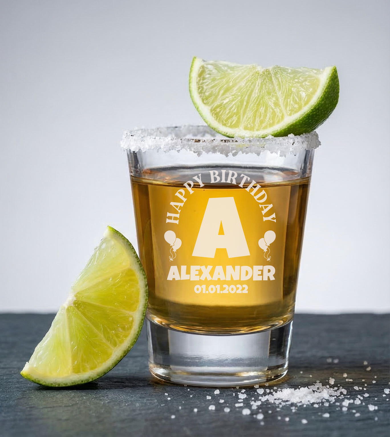 Personalized Birthday Themed Shot Glass Custom Engraved 1.5 oz Shot Glass