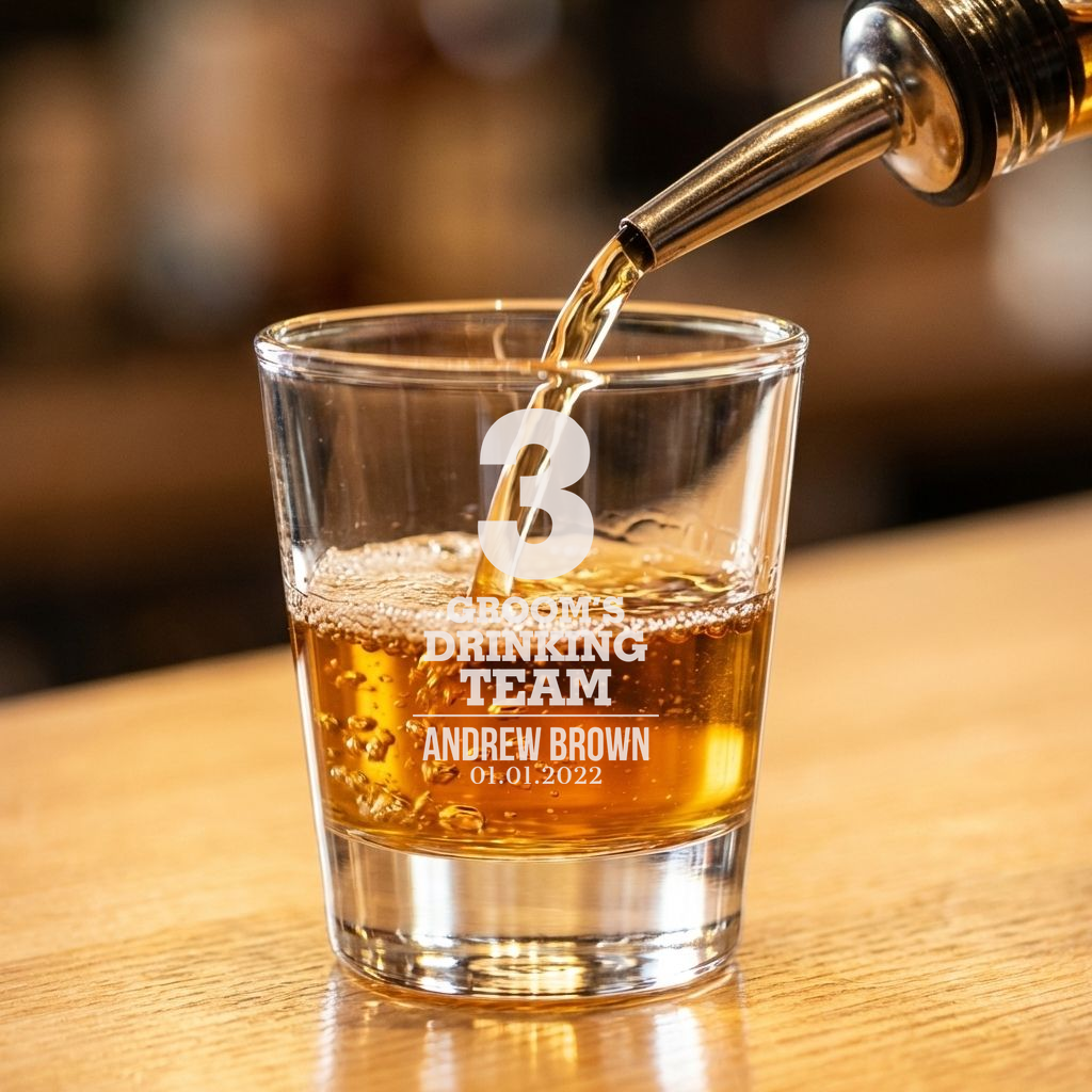 Personalized Shot Glass for Groomsmen Custom Engraved 1.5 oz Shot Glass