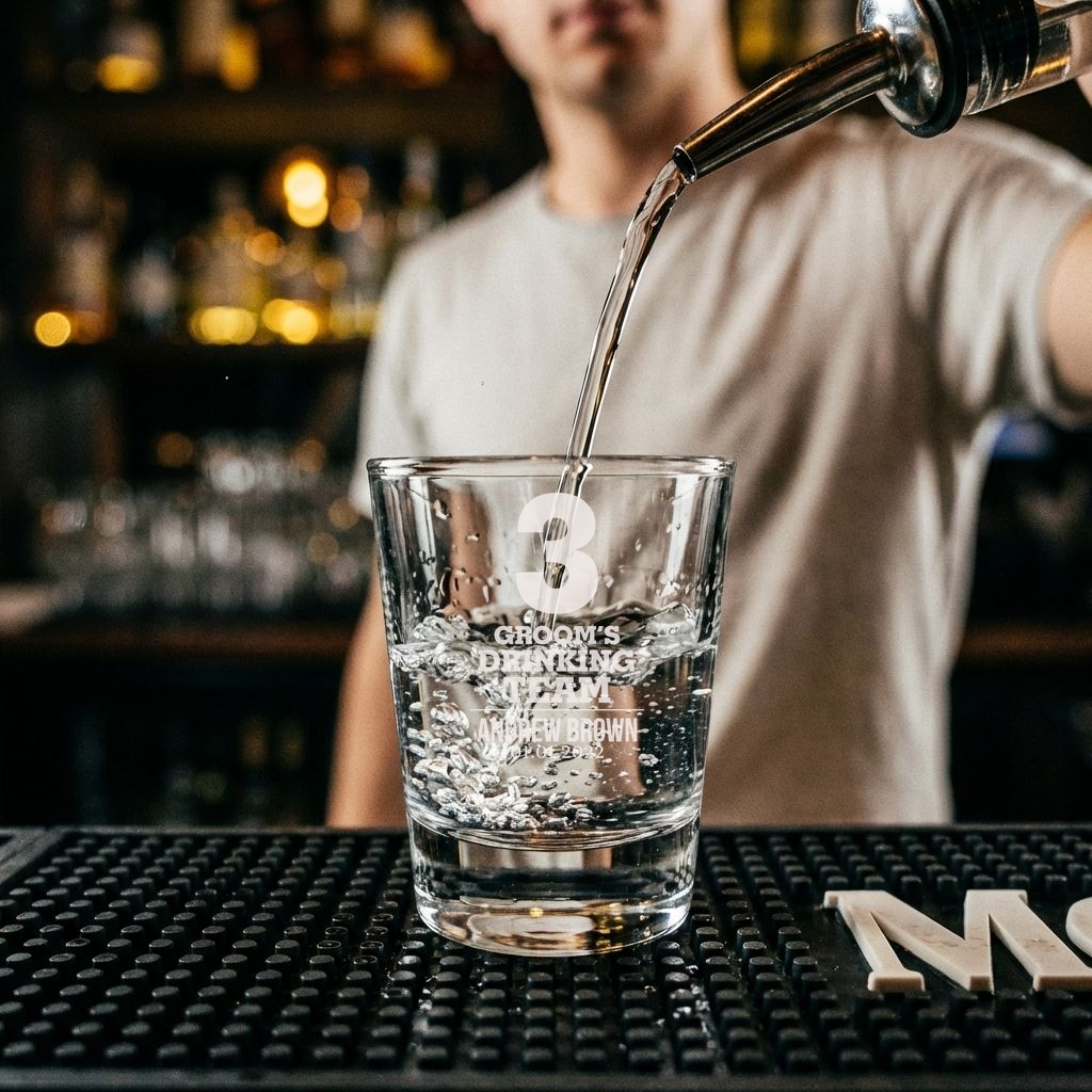 Personalized Shot Glass for Groomsmen Custom Engraved 1.5 oz Shot Glass