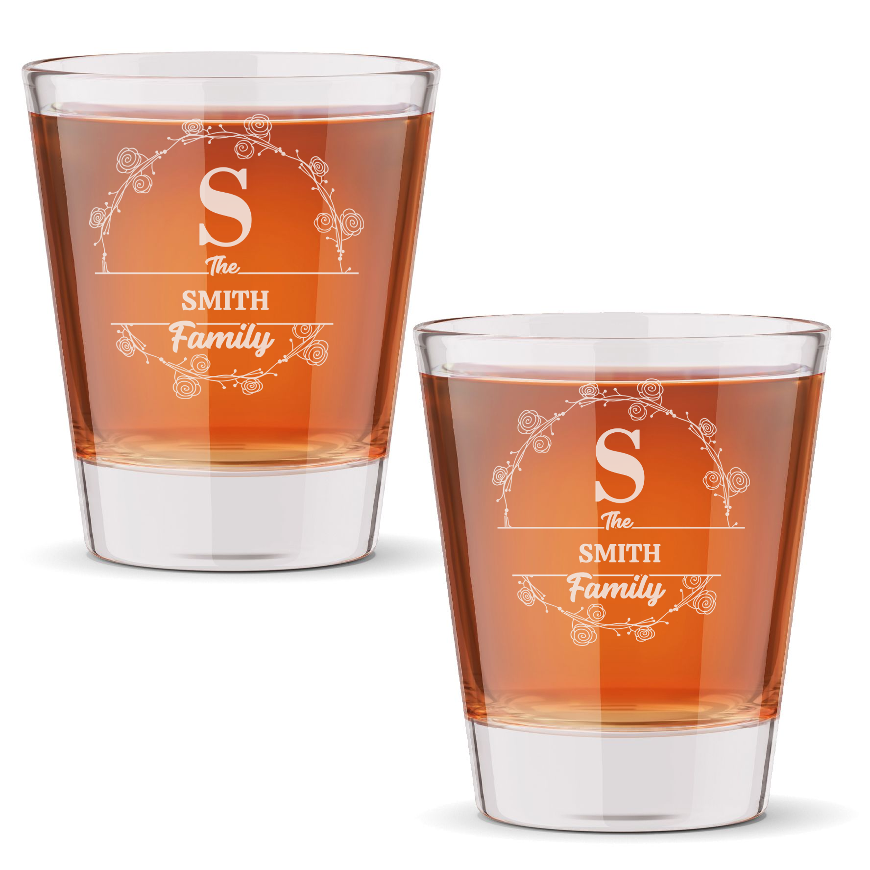 Personalized Shot Glass with Family Name Custom Engraved 1.5 oz Shot Glass