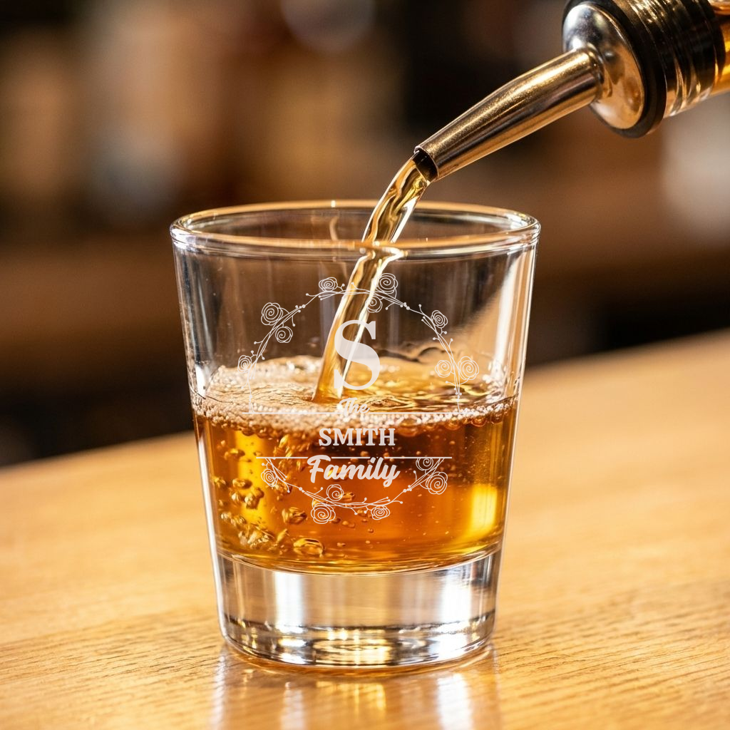 Personalized Shot Glass with Family Name Custom Engraved 1.5 oz Shot Glass