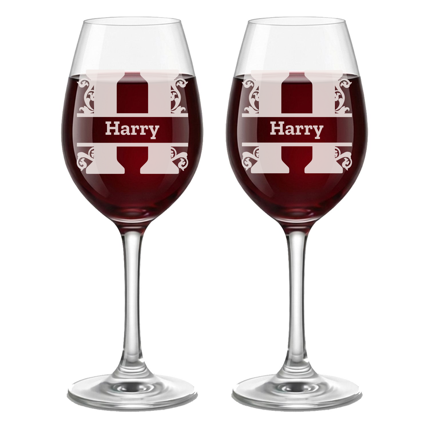Personalized 1 Letter Monogram Wine Glass Custom Engraved 13 oz Wine Glass