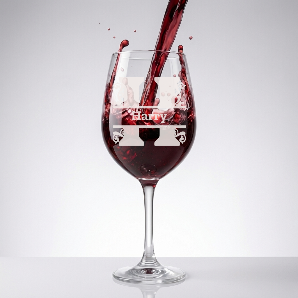 Personalized 1 Letter Monogram Wine Glass Custom Engraved 13 oz Wine Glass