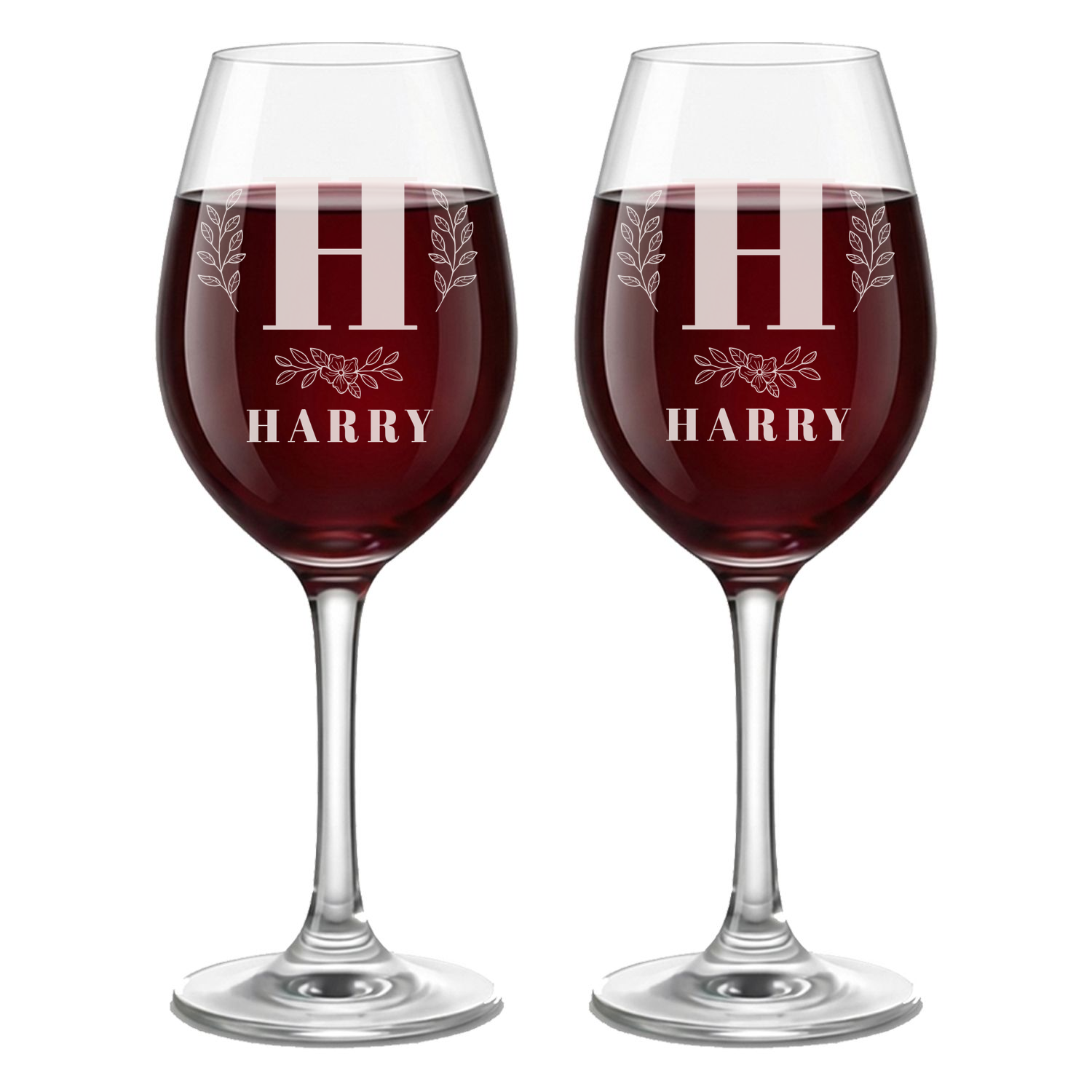 Personalized 1 Letter with Name Monogram Wine Glass Custom Engraved 13 oz Wine Glass