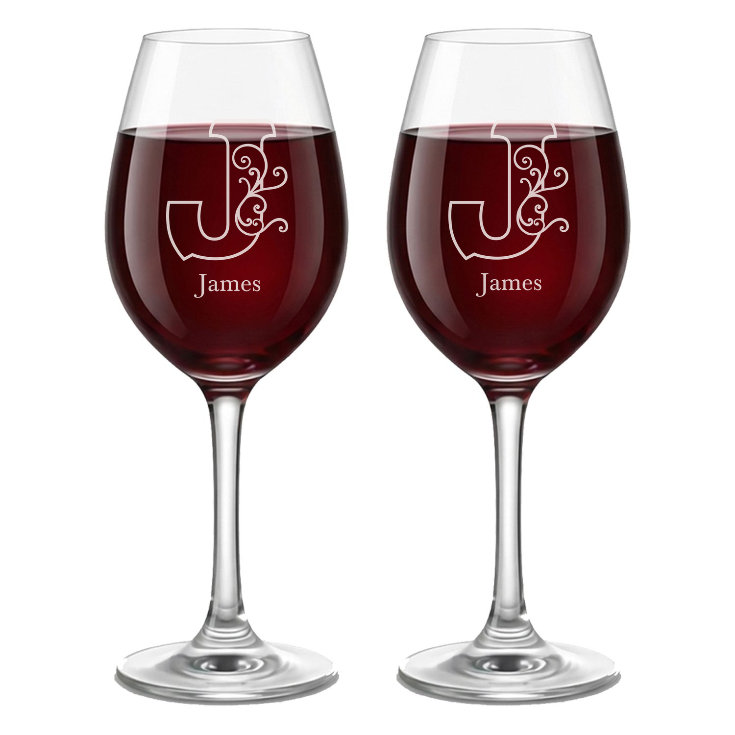 Personalized 1 Letter Floral Themed Monogram Wine Glass Custom Engraved 13 oz Wine Glass