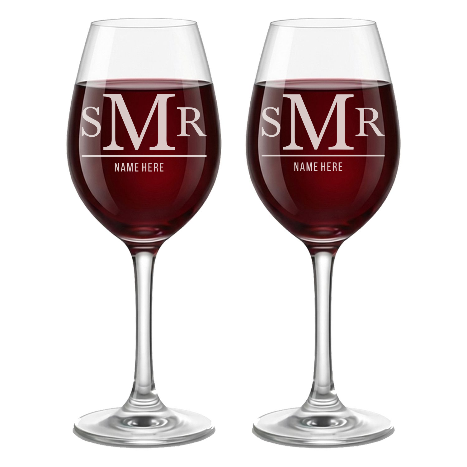 Personalized 3 Letter Monogram with Name Wine Glass Custom Engraved 13 oz Wine Glass