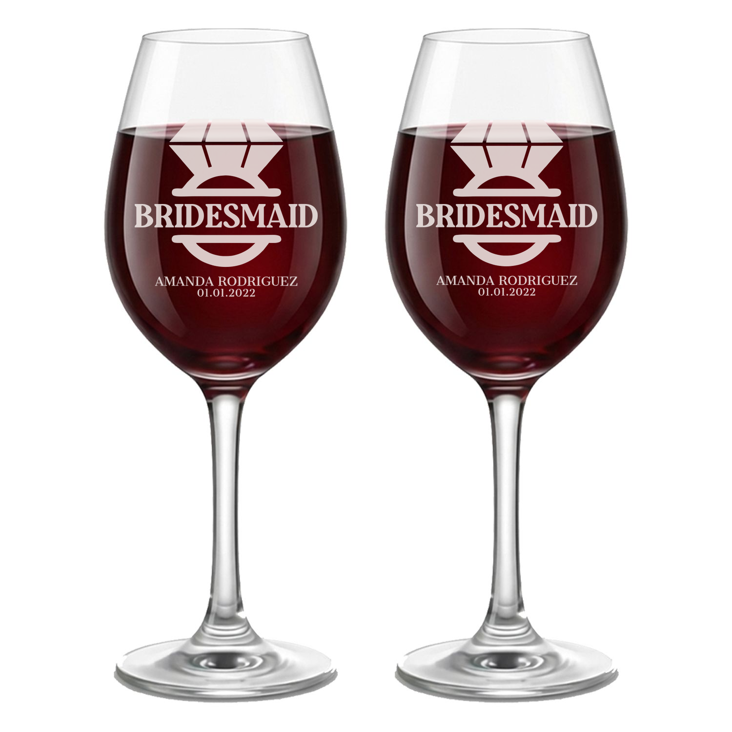 Personalized Wine Glass for Bridesmaid Custom Engraved 13 oz Wine Glass