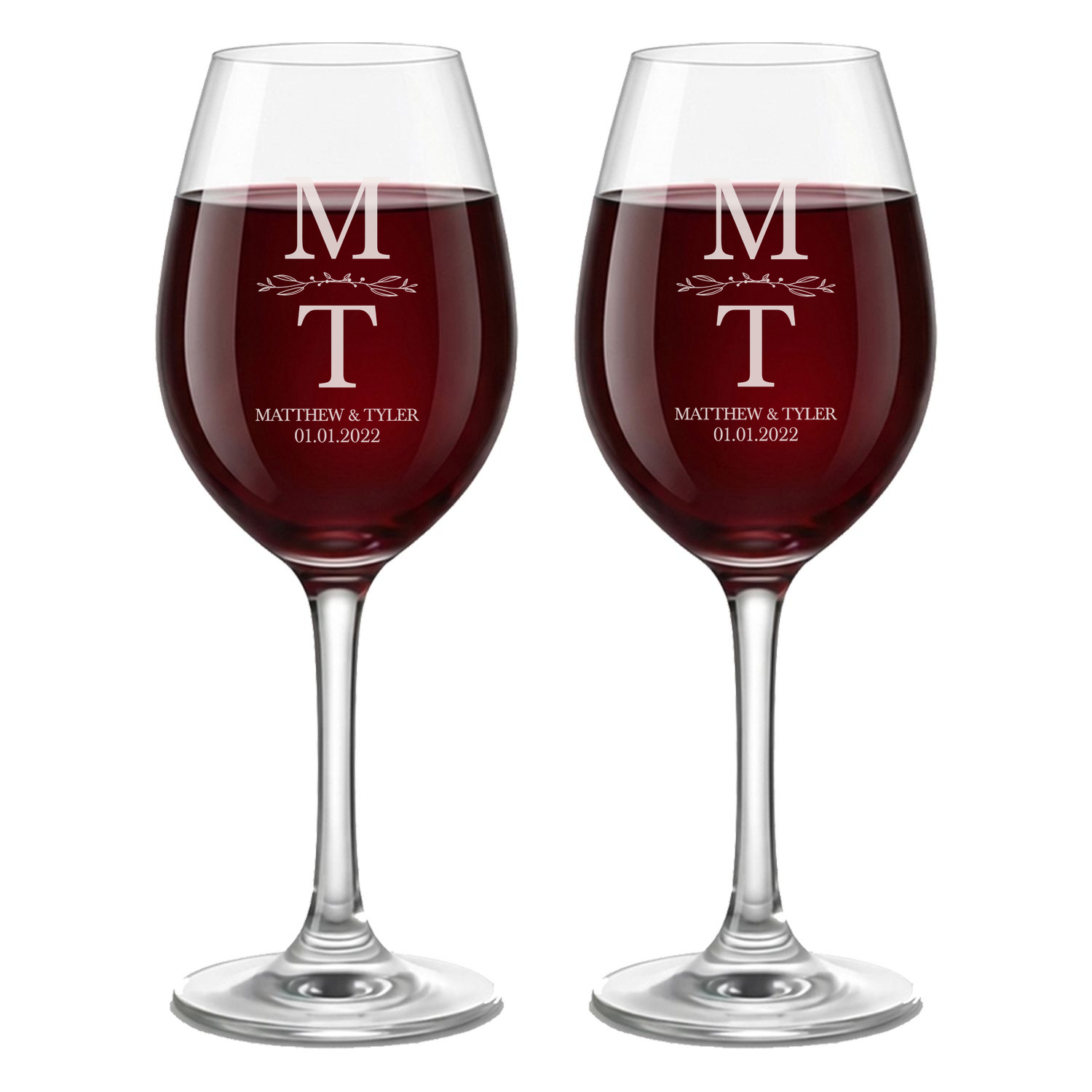 Personalized Wedding Themed Wine Glass Custom Engraved 13 oz Wine Glass