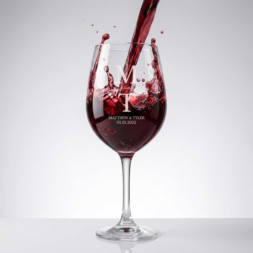 Personalized Wedding Themed Wine Glass Custom Engraved 13 oz Wine Glass
