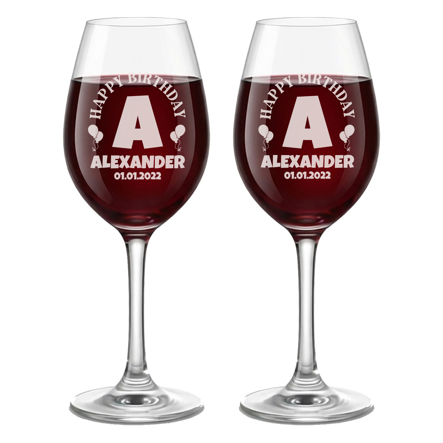 Personalized Birthday Themed Wine Glass Custom Engraved 13 oz Wine Glass