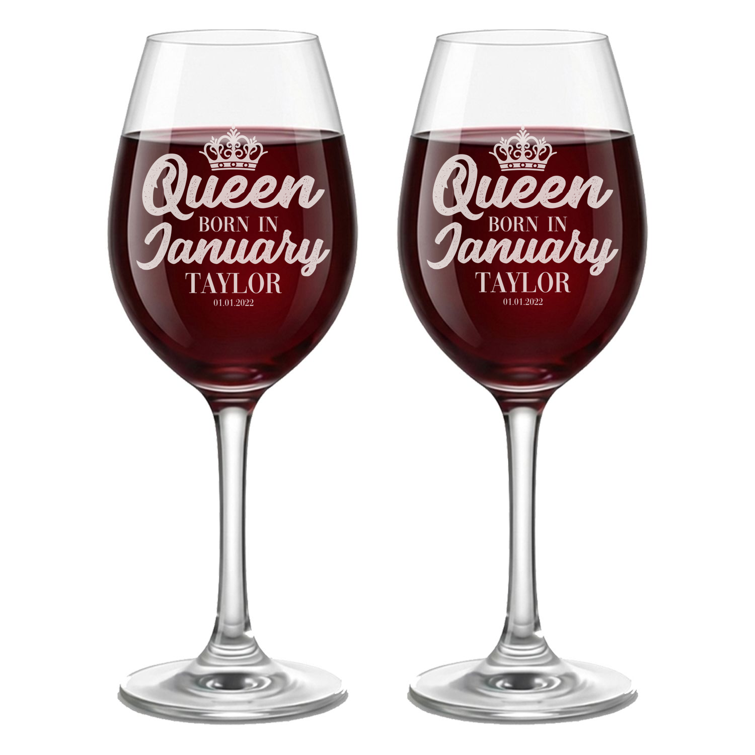 Personalized Birthday Themed Wine Glass with Name Custom Engraved 13 oz Wine Glass