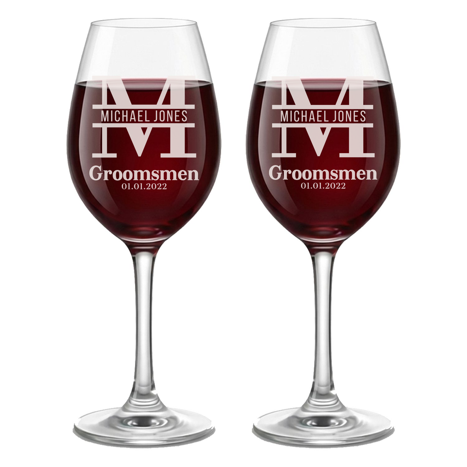 Personalized Groomsmen Themed Wine Glass Custom Engraved 13 oz Wine Glass