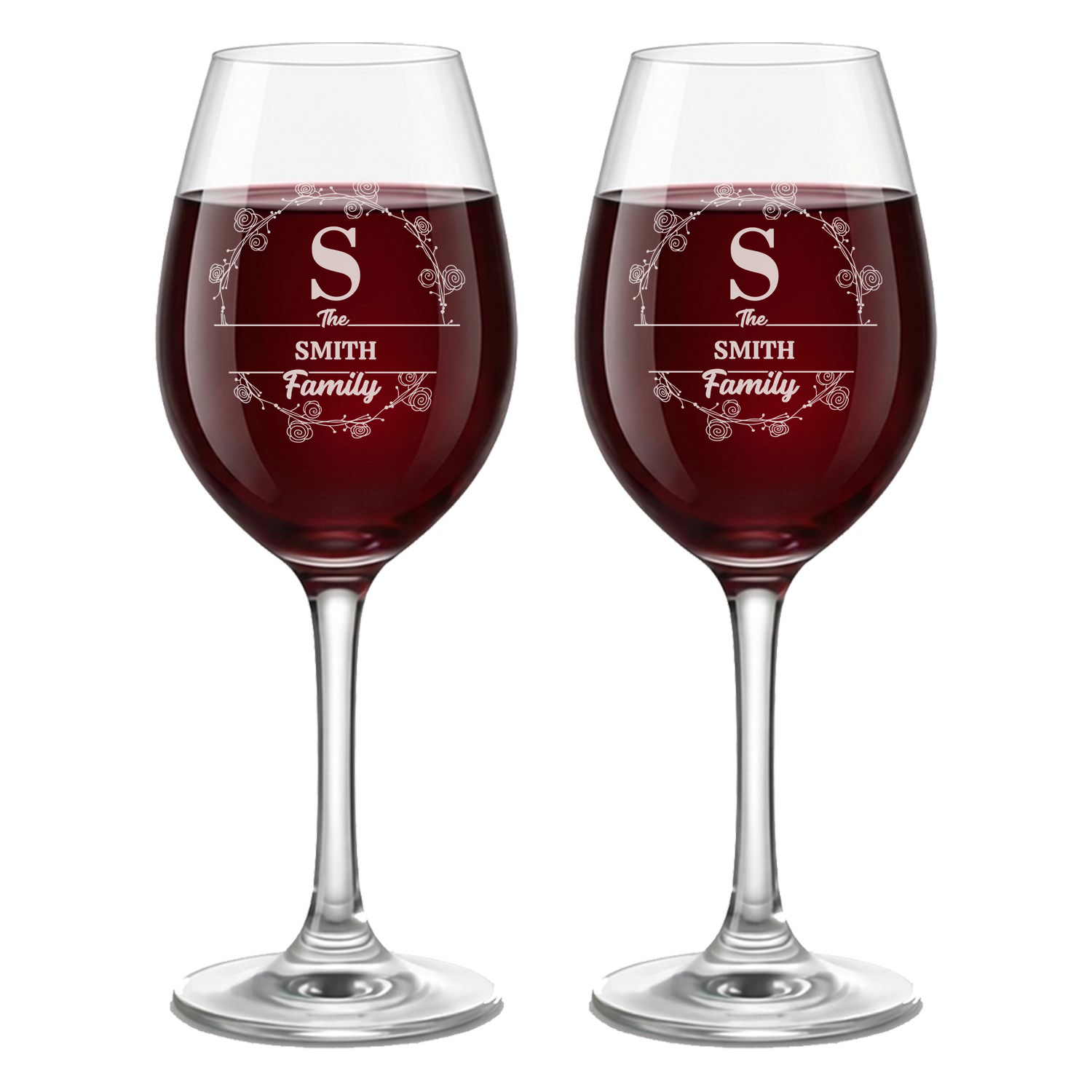 Personalized Wine Glass with Family Name Custom Engraved 13 oz Wine Glass