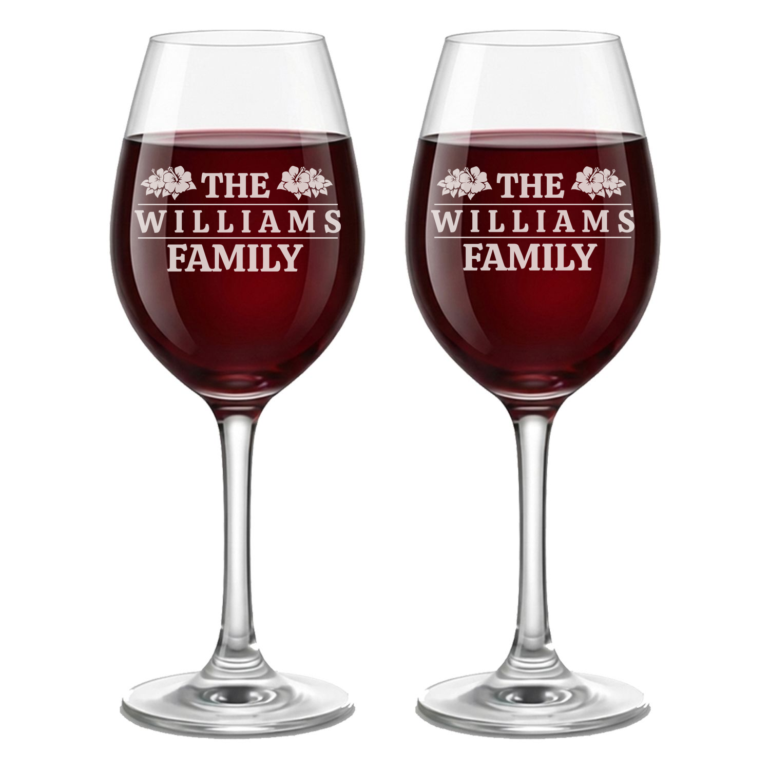 Personalized Wine Glass with Surname Custom Engraved 13 oz Wine Glass