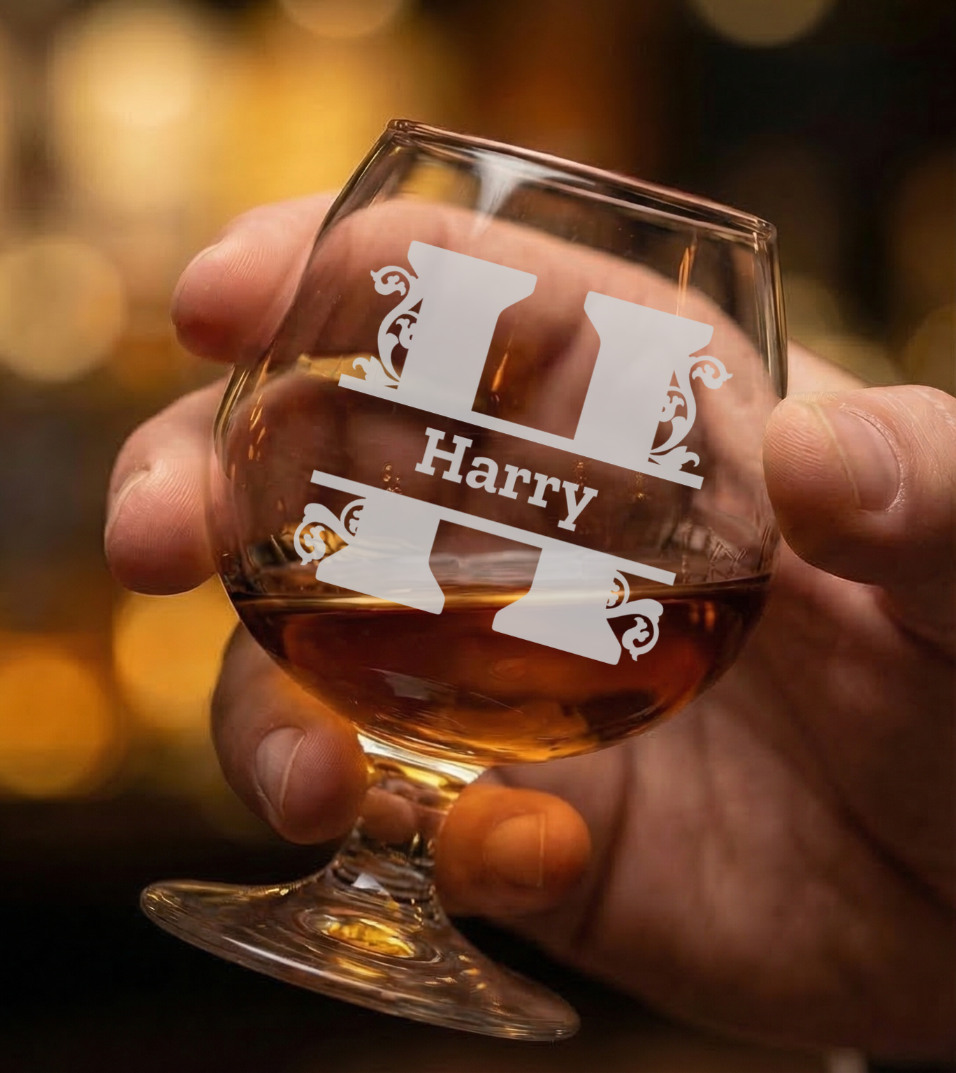 Personalized 1 Letter Monogram Snifter Custom Engraved 9 oz Snifter Glass