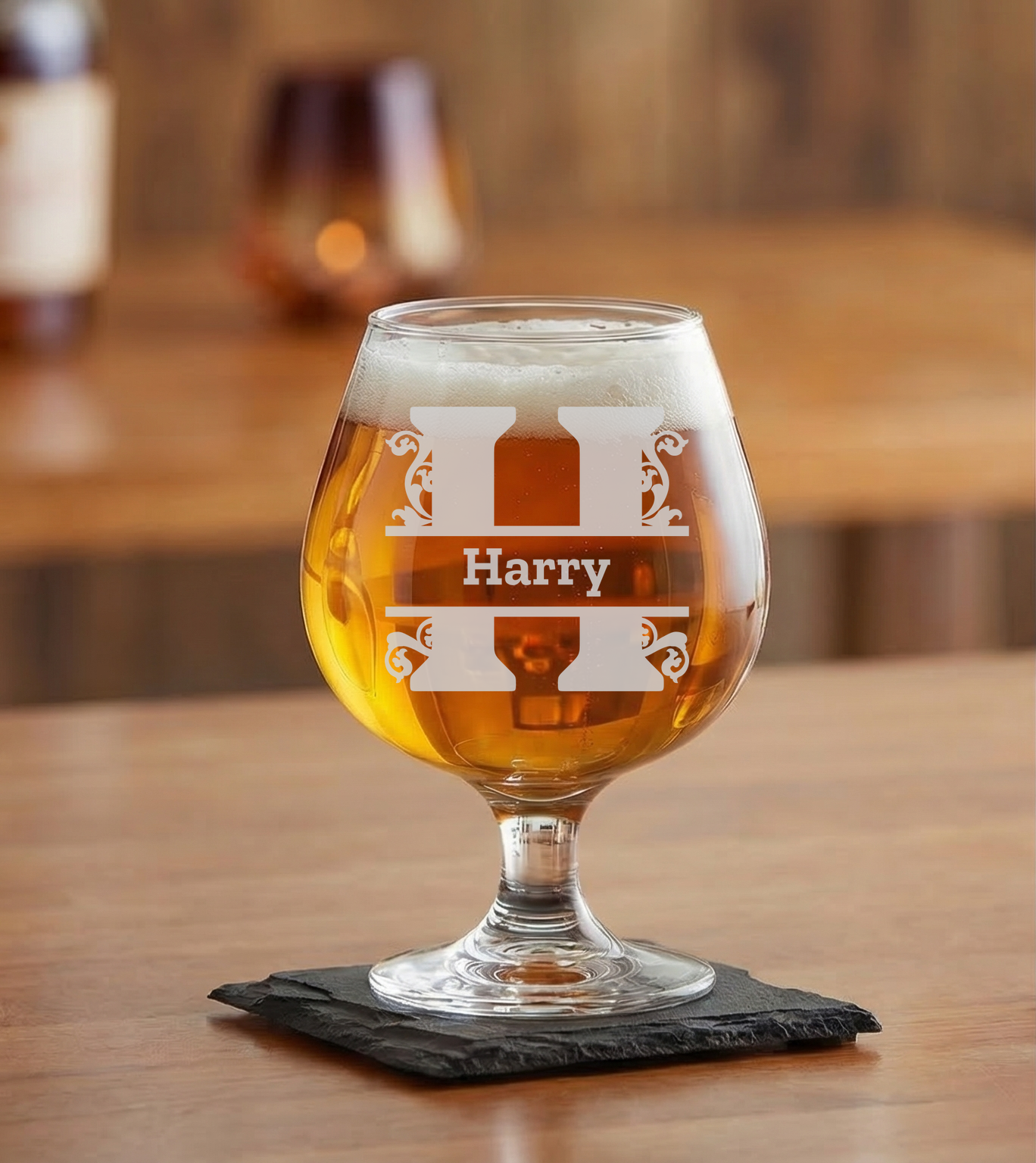 Personalized 1 Letter Monogram Snifter Custom Engraved 9 oz Snifter Glass