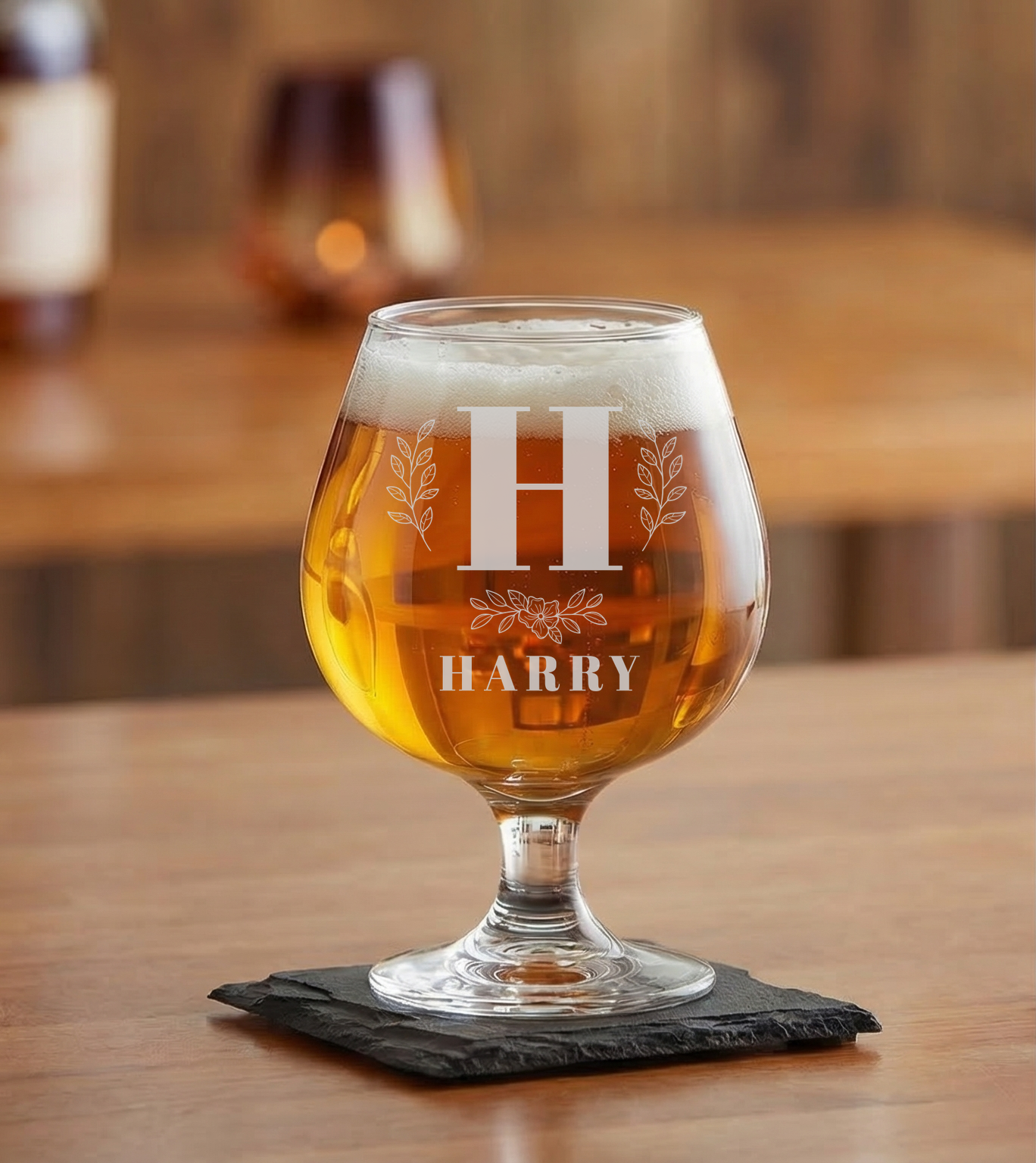 Personalized 1 Letter with Name Monogram Snifter Custom Engraved 9 oz Snifter Glass