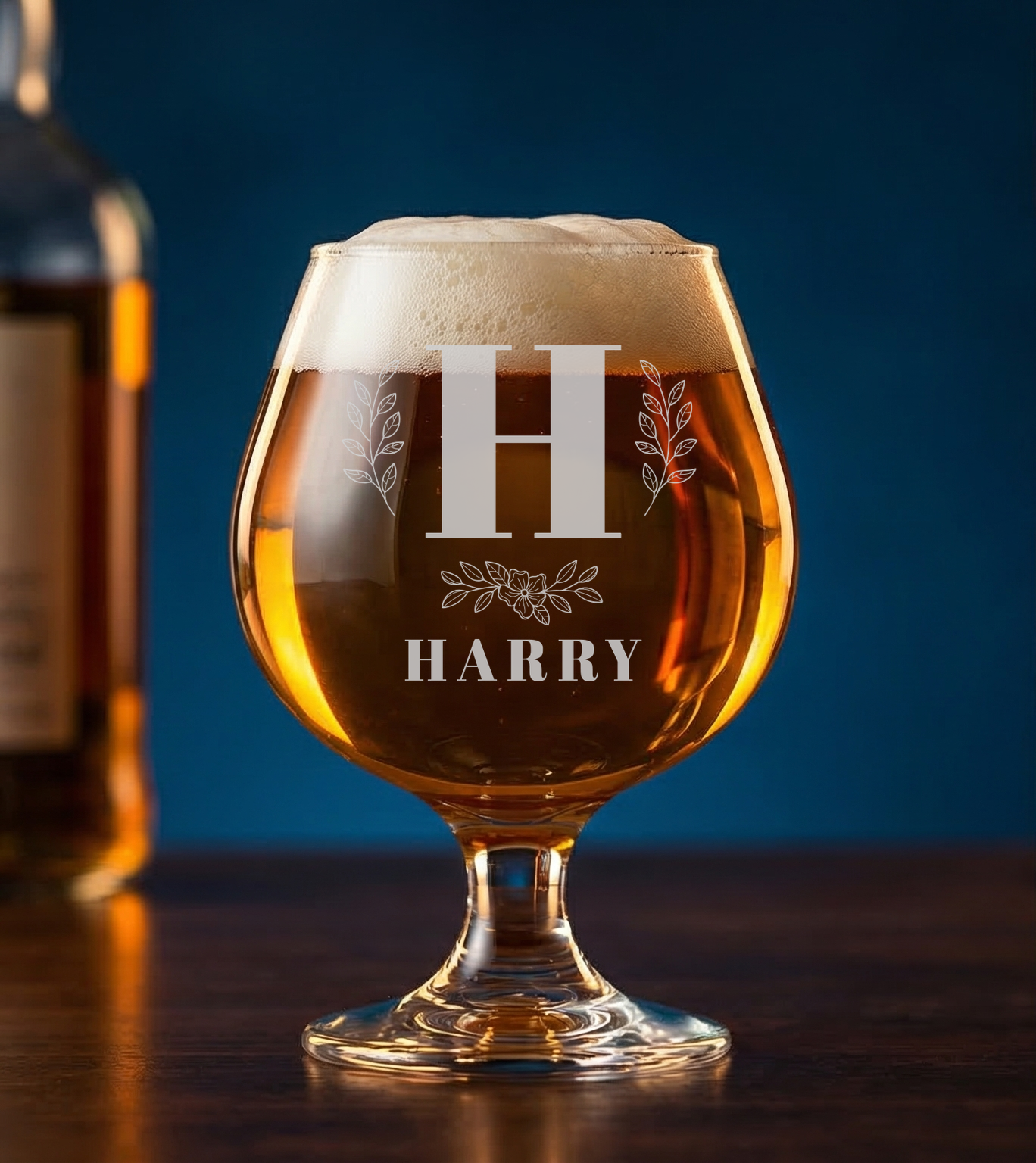 Personalized 1 Letter with Name Monogram Snifter Custom Engraved 9 oz Snifter Glass