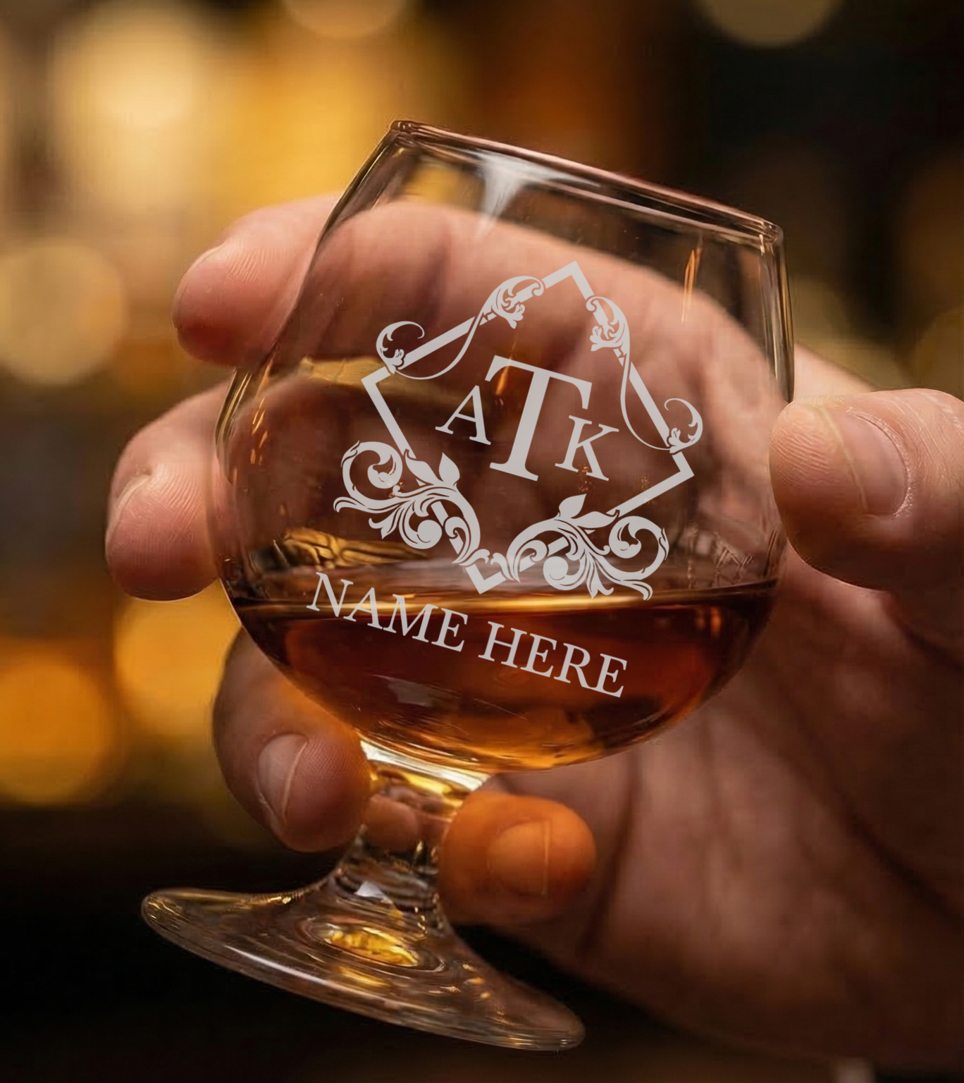 Personalized 3 Letter Monogram Snifter Custom Engraved 9 oz Snifter Glass