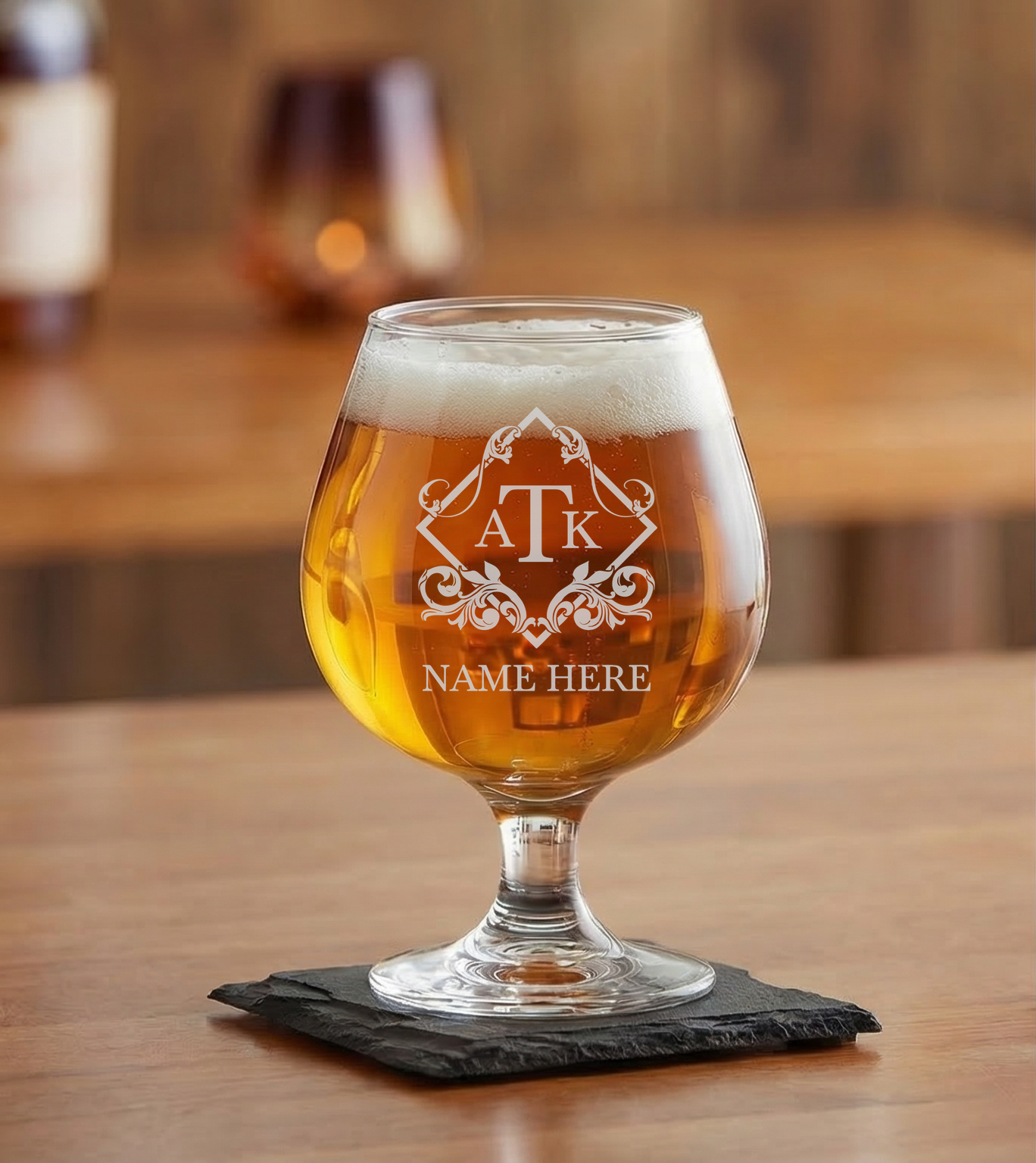 Personalized 3 Letter Monogram Snifter Custom Engraved 9 oz Snifter Glass