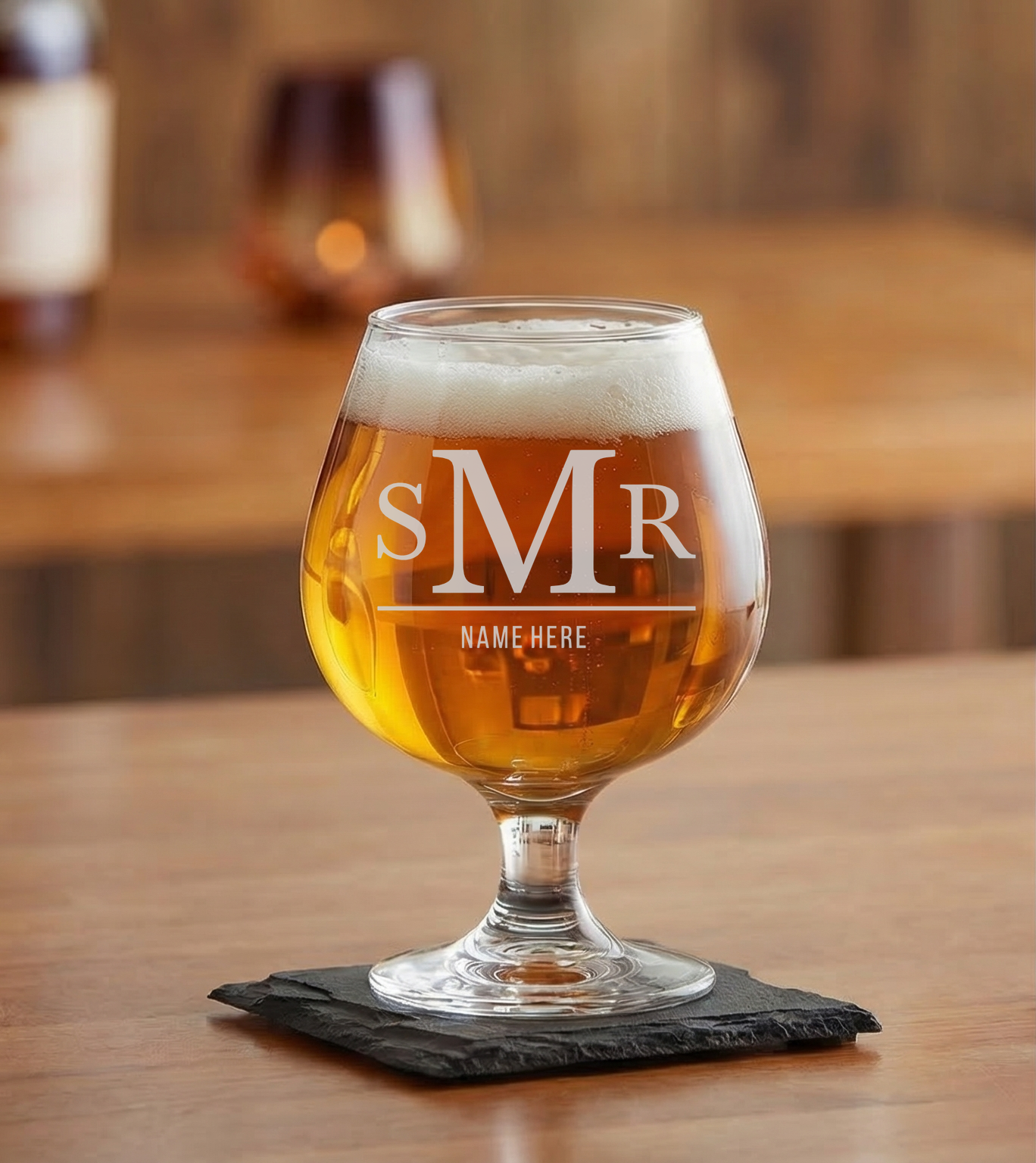 Personalized 3 Letter Monogram with Name Snifter Custom Engraved 9 oz Snifter Glass