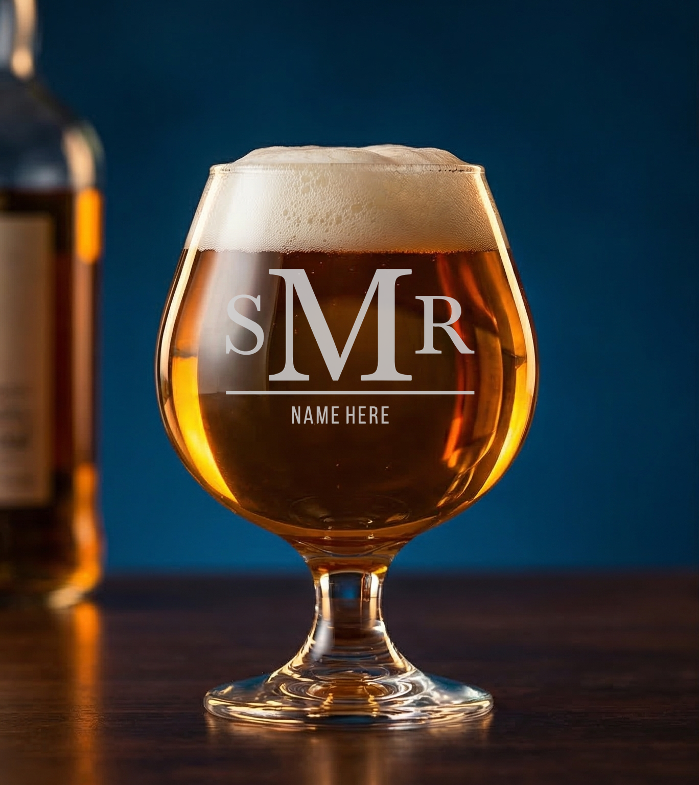 Personalized 3 Letter Monogram with Name Snifter Custom Engraved 9 oz Snifter Glass