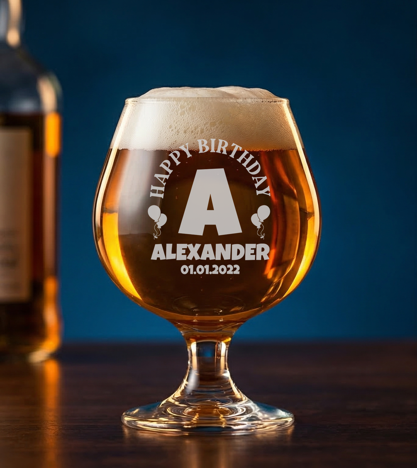 Personalized Birthday Themed Snifter Custom Engraved 9 oz Snifter Glass