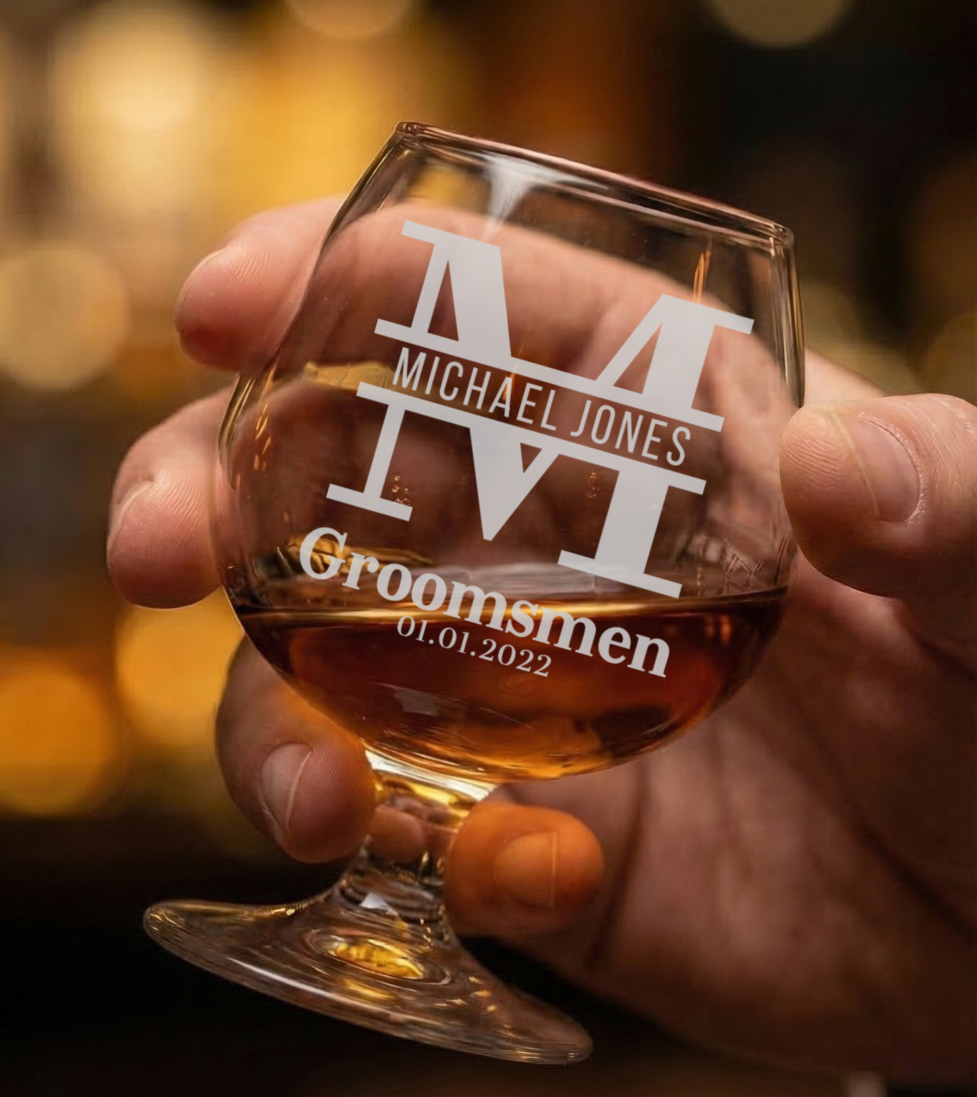 Personalized Groomsmen Themed Snifter Custom Engraved 9 oz Snifter Glass
