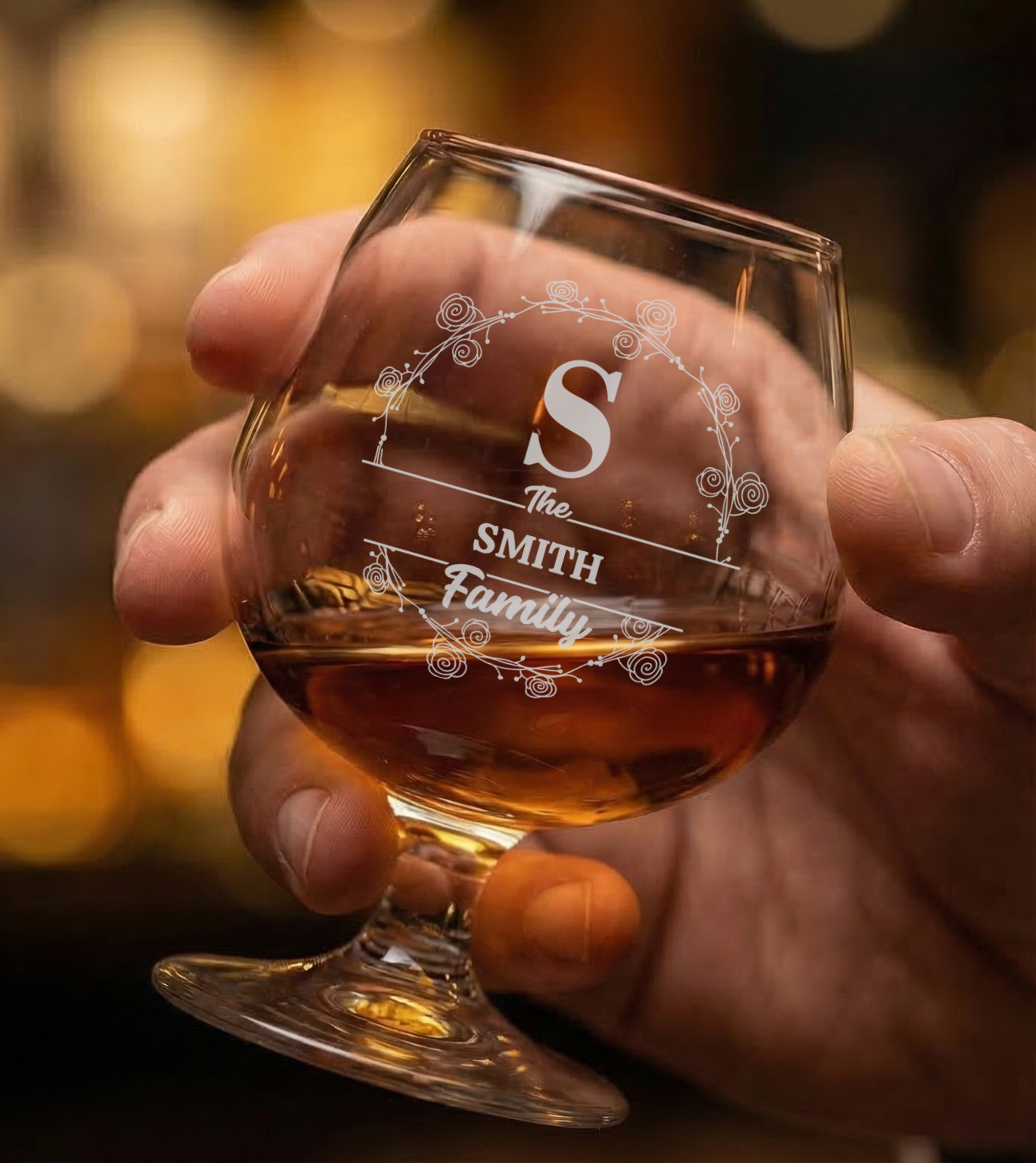 Personalized Snifter with Family Name Custom Engraved 9 oz Snifter Glass