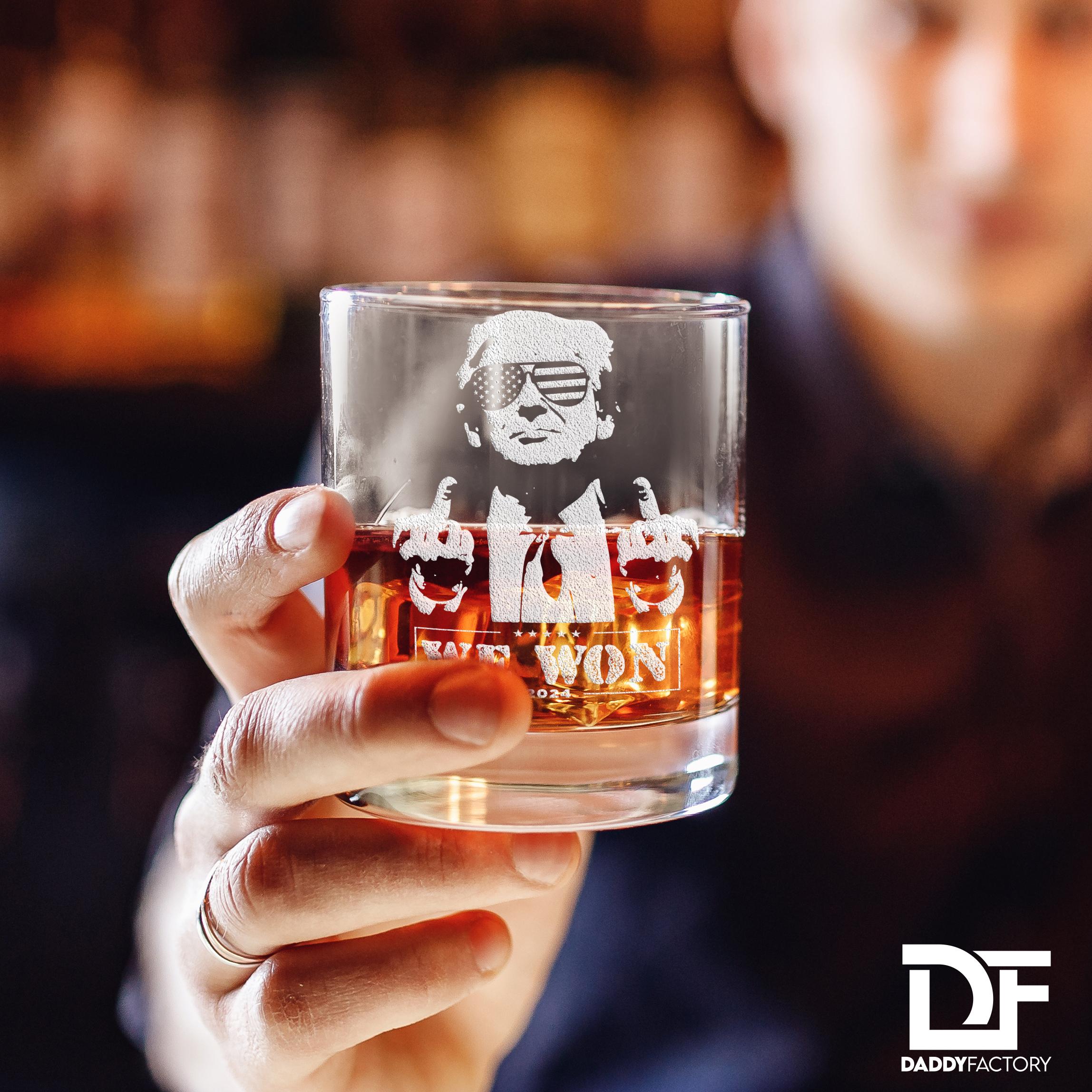 Engraved President We Won Whiskey Glass - 11oz Rocks Glass Gift for Dad - Made in the USA - Drinkware