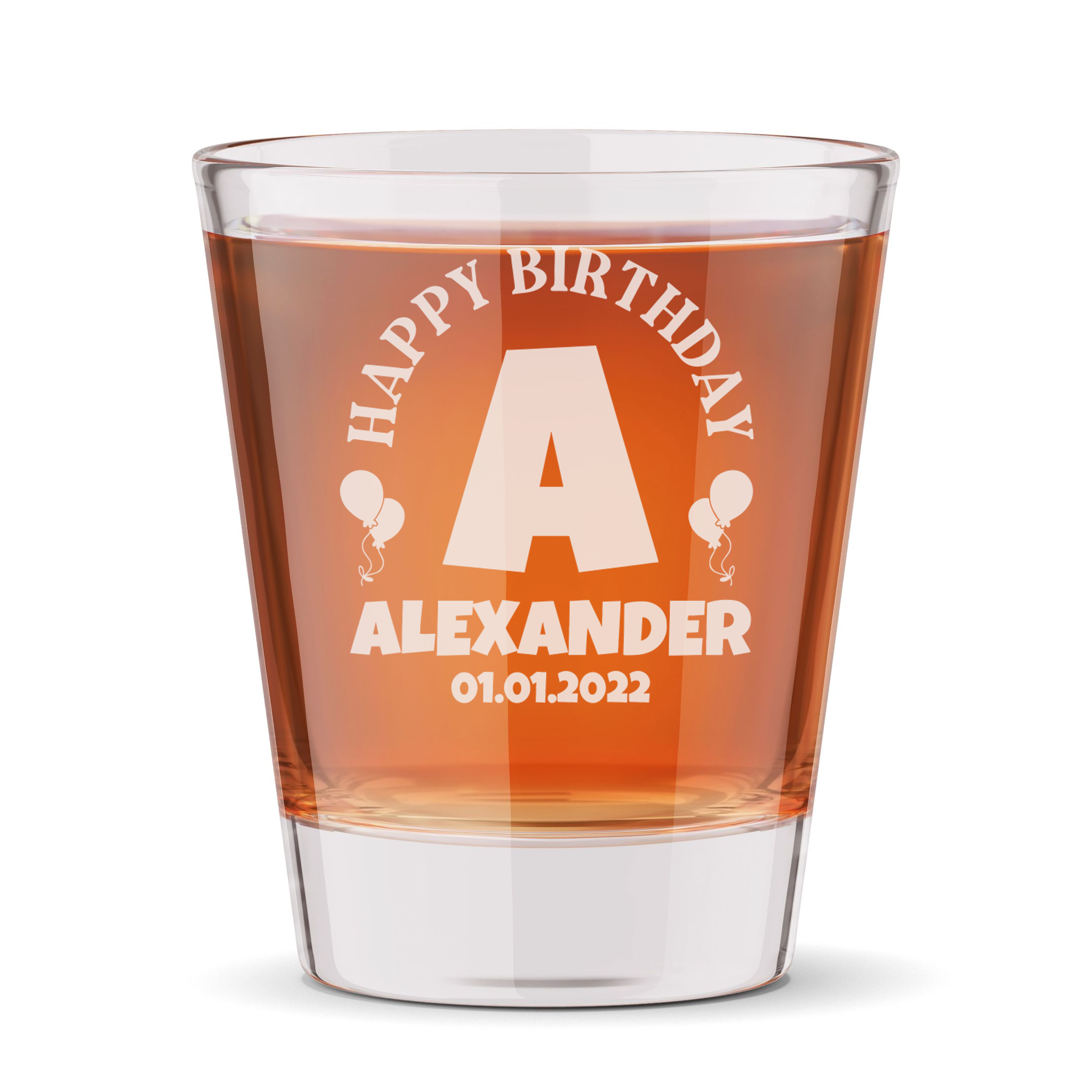 Personalized Birthday Themed Shot Glass Custom Engraved 1.5 oz Shot Glass