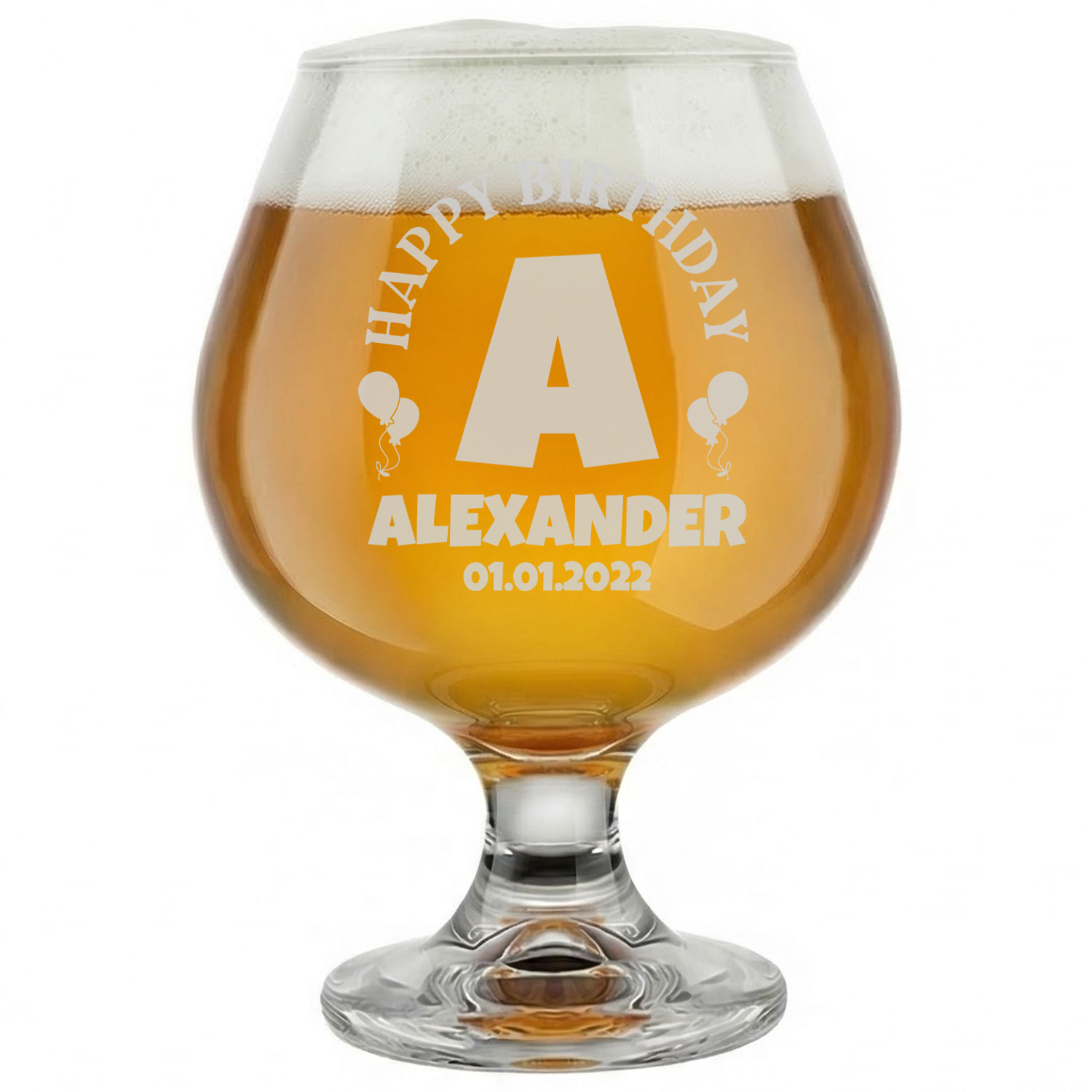 Personalized Birthday Themed Snifter Custom Engraved 9 oz Snifter Glass