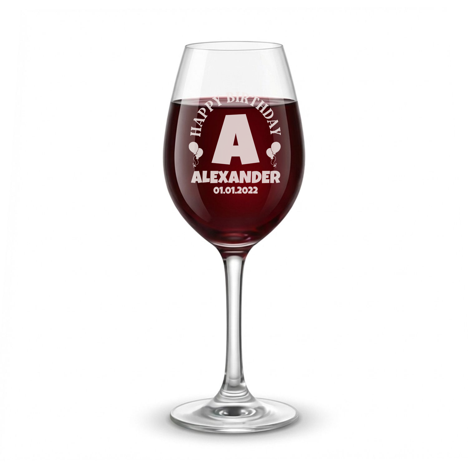 Personalized Birthday Themed Wine Glass Custom Engraved 13 oz Wine Glass