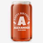 Personalized Birthday Themed Beer Can Custom Engraved 16 oz Beer Can Glass