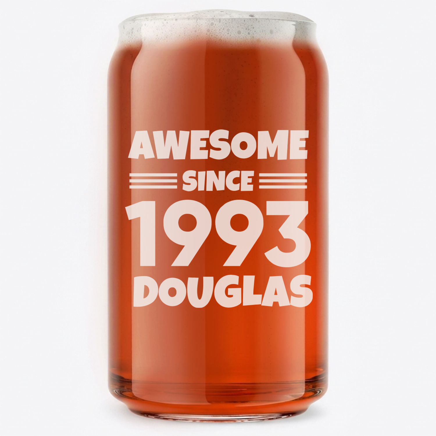 Personalized Birthday Themed Beer Can Custom Engraved 16 oz Beer Can Glass