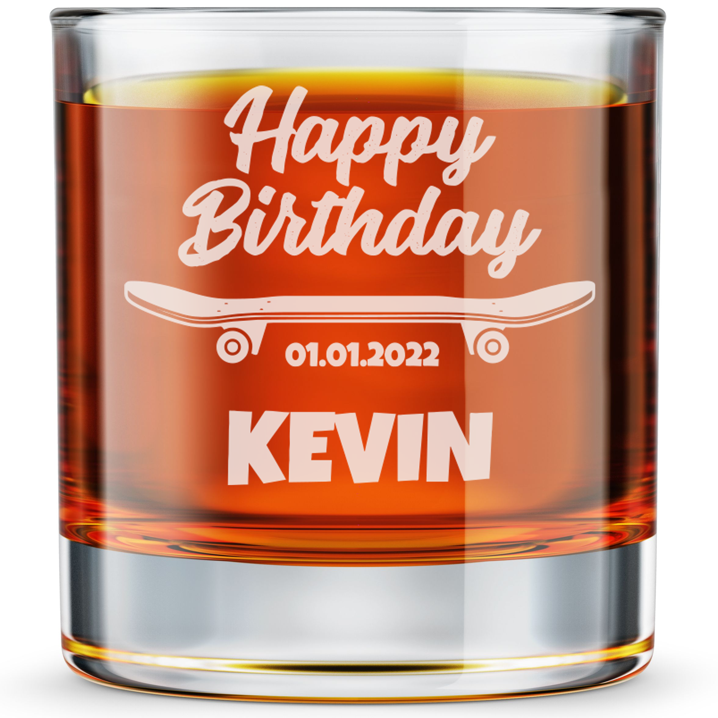 Personalized  Birthday Themed Whiskey Glass Custom Engraved Old Fashioned Glass 11 oz