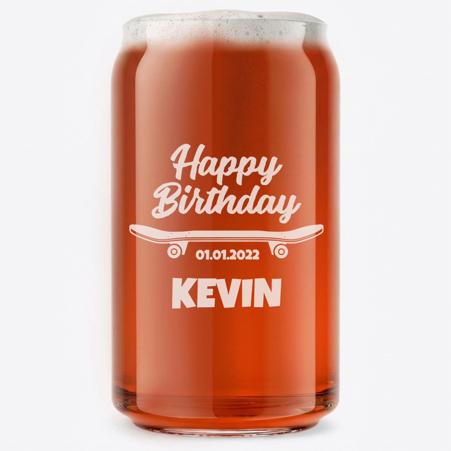 Personalized Birthday Themed Beer Can Custom Engraved 16 oz Beer Can Glass