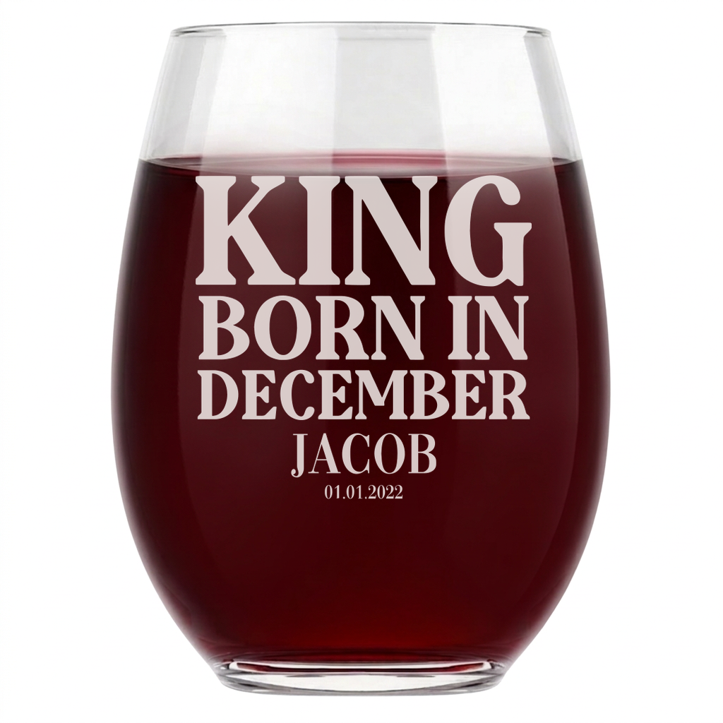 Personalized Birthday Themed Wine Glass Custom Engraved 15 oz Stemless Wine Glass