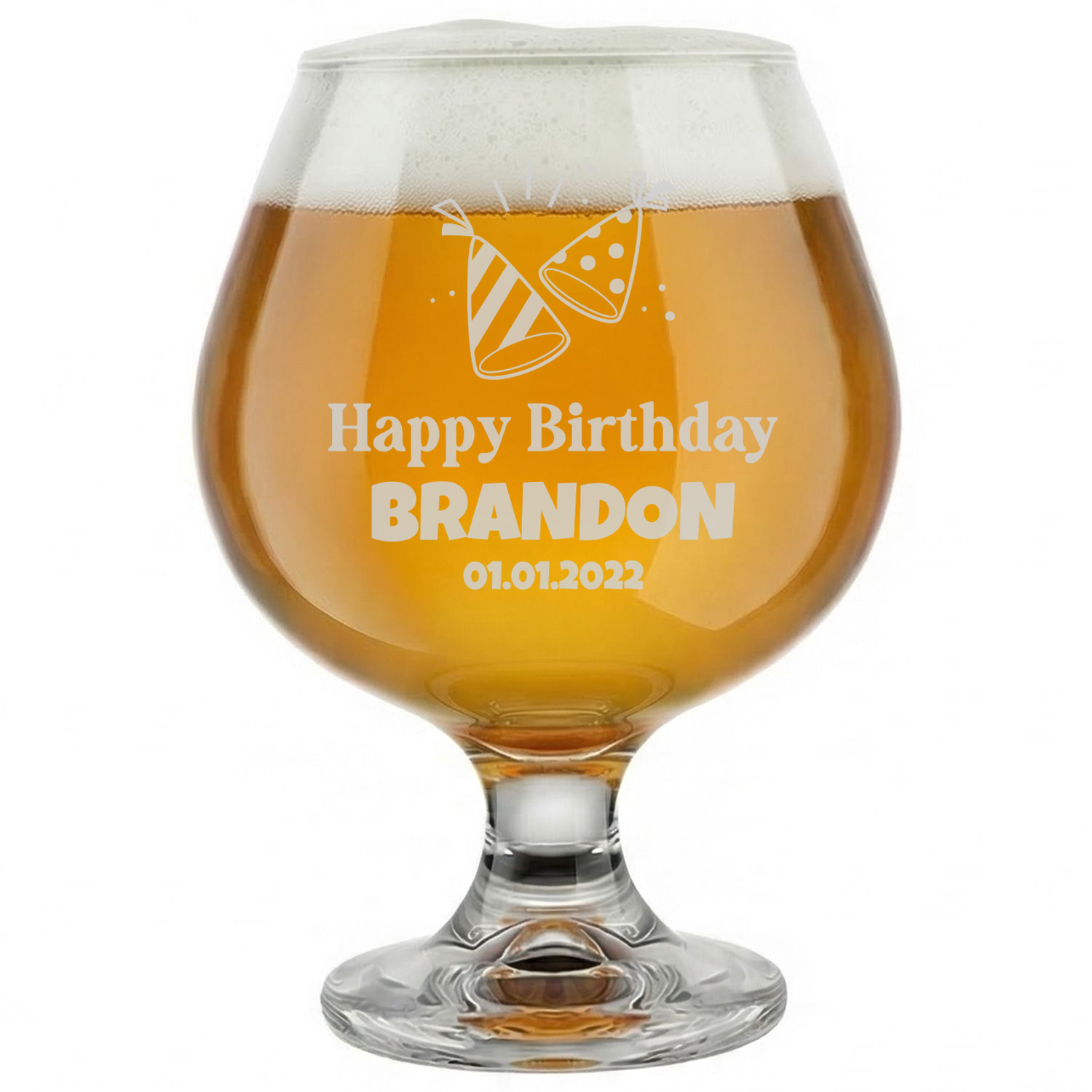 Personalized Birthday Themed Snifter Custom Engraved 9 oz Snifter Glass
