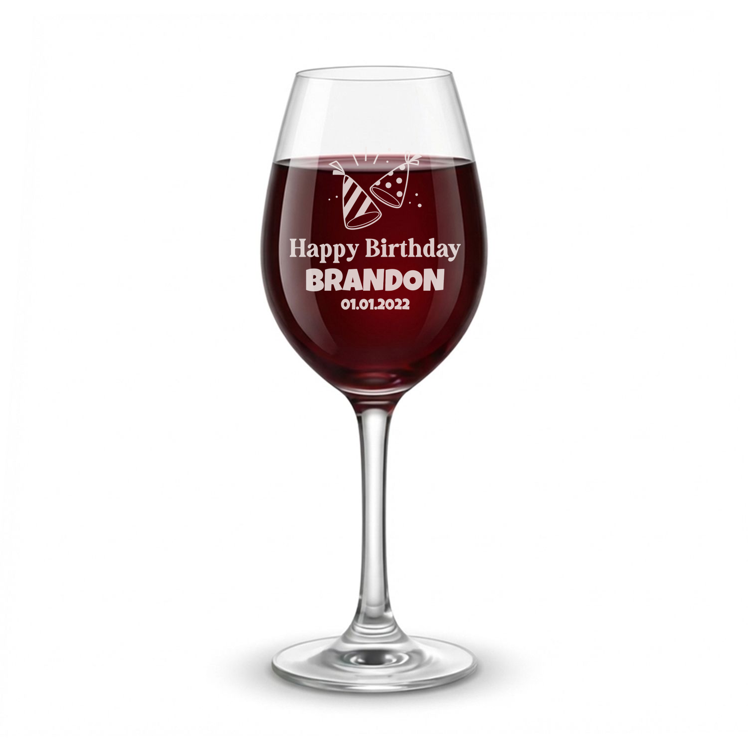 Personalized Birthday Themed Wine Glass Custom Engraved 13 oz Wine Glass