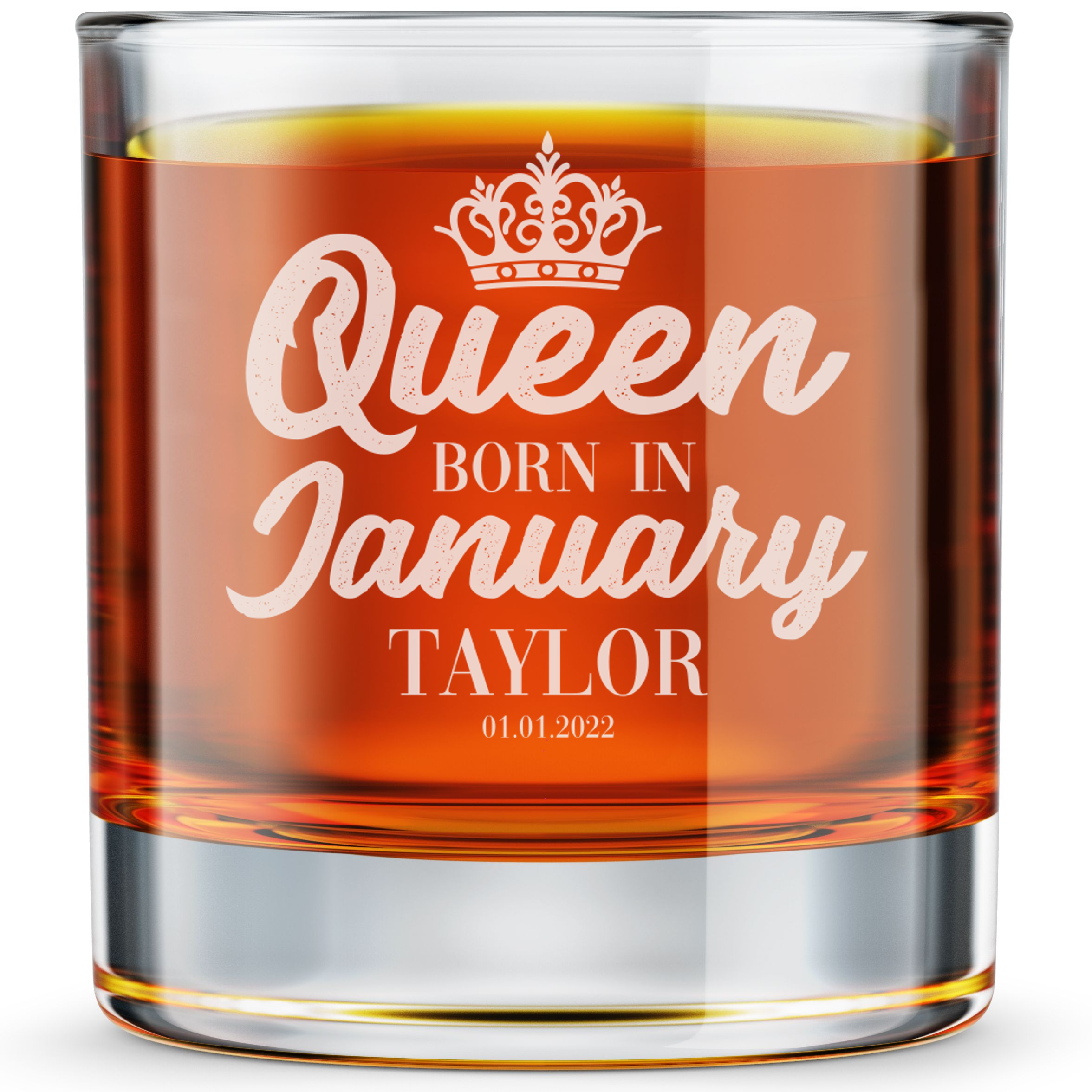 Personalized  Birthday Themed Whiskey Glass with Name Custom Engraved Old Fashioned Glass 11 oz