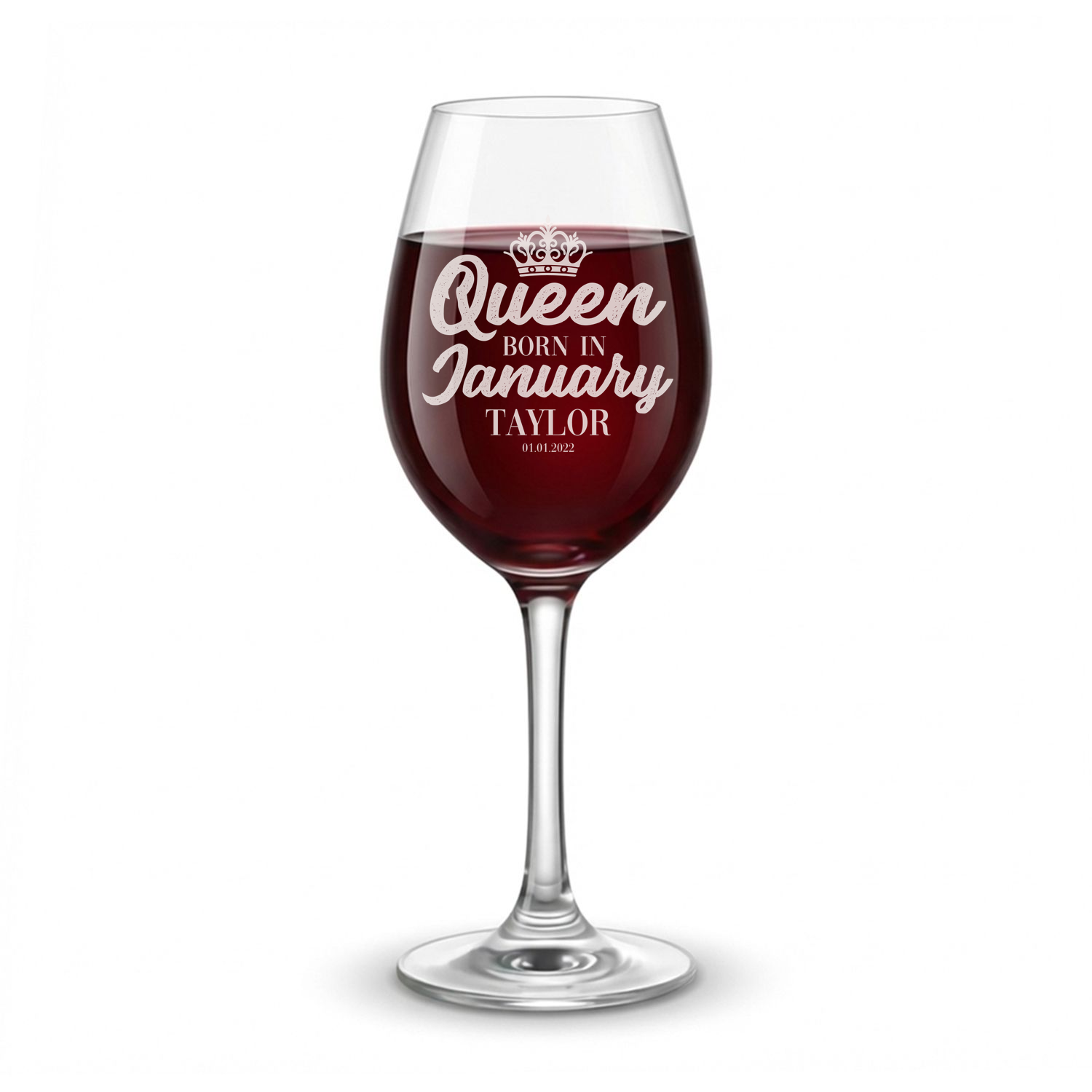 Personalized Birthday Themed Wine Glass with Name Custom Engraved 13 oz Wine Glass