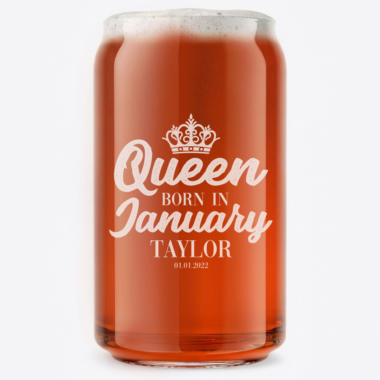 Personalized Birthday Themed Beer Can with Name Custom Engraved 16 oz Beer Can Glass