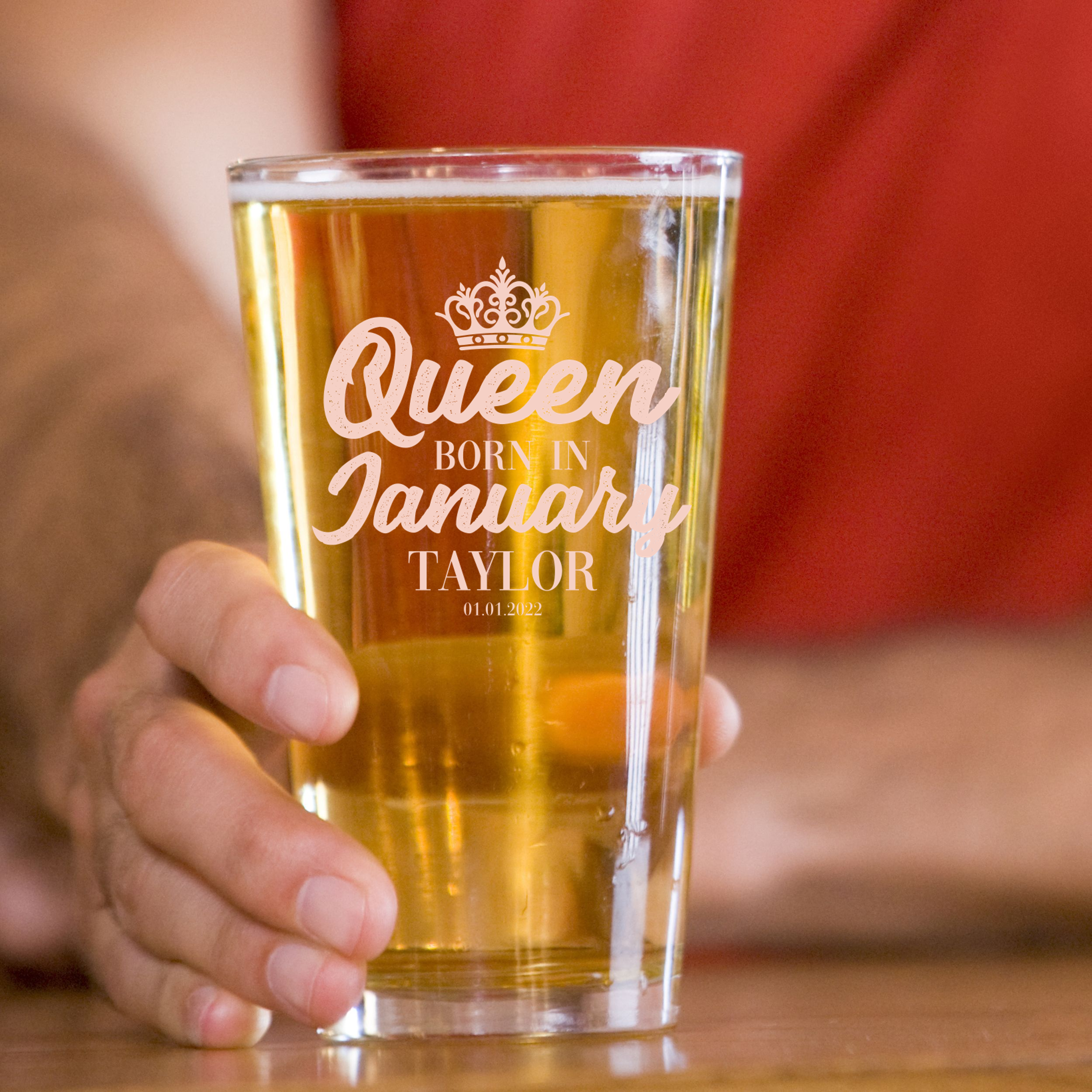 Personalized Birthday Themed Pint Glass with Name Custom Engraved 16 oz Tall Pint Glass