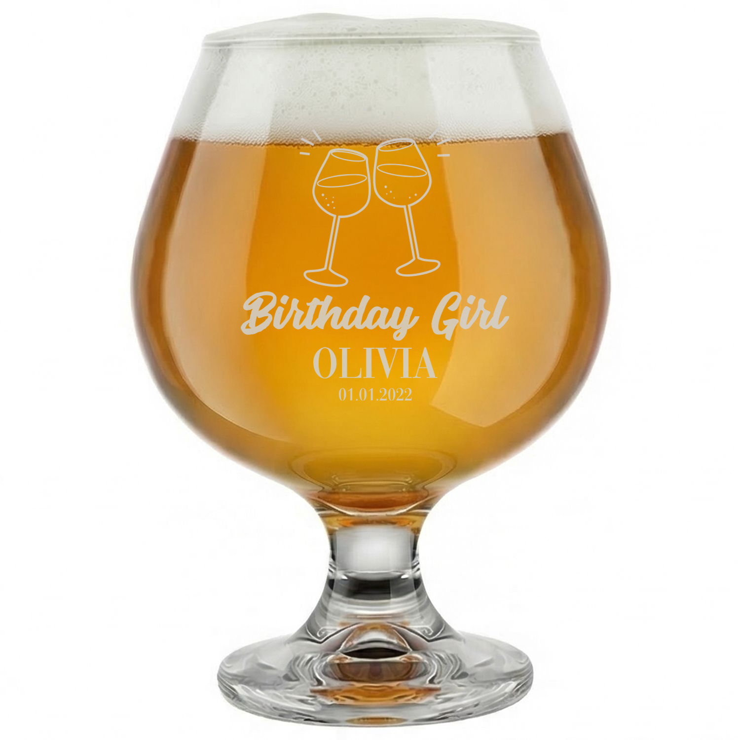 Personalized Birthday Themed Snifter with Name Custom Engraved 9 oz Snifter Glass