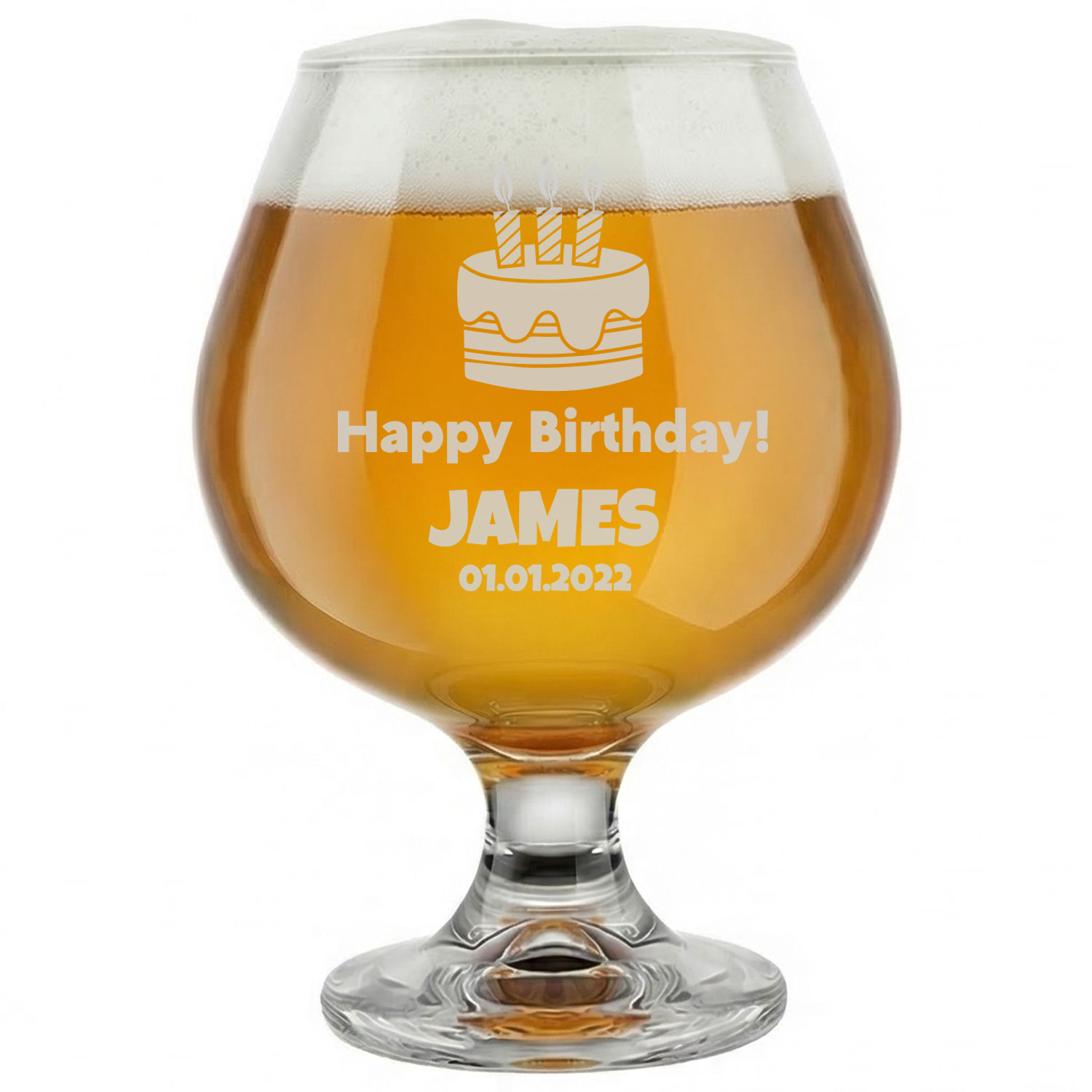 Personalized Birthday Themed Snifter with Name Custom Engraved 9 oz Snifter Glass