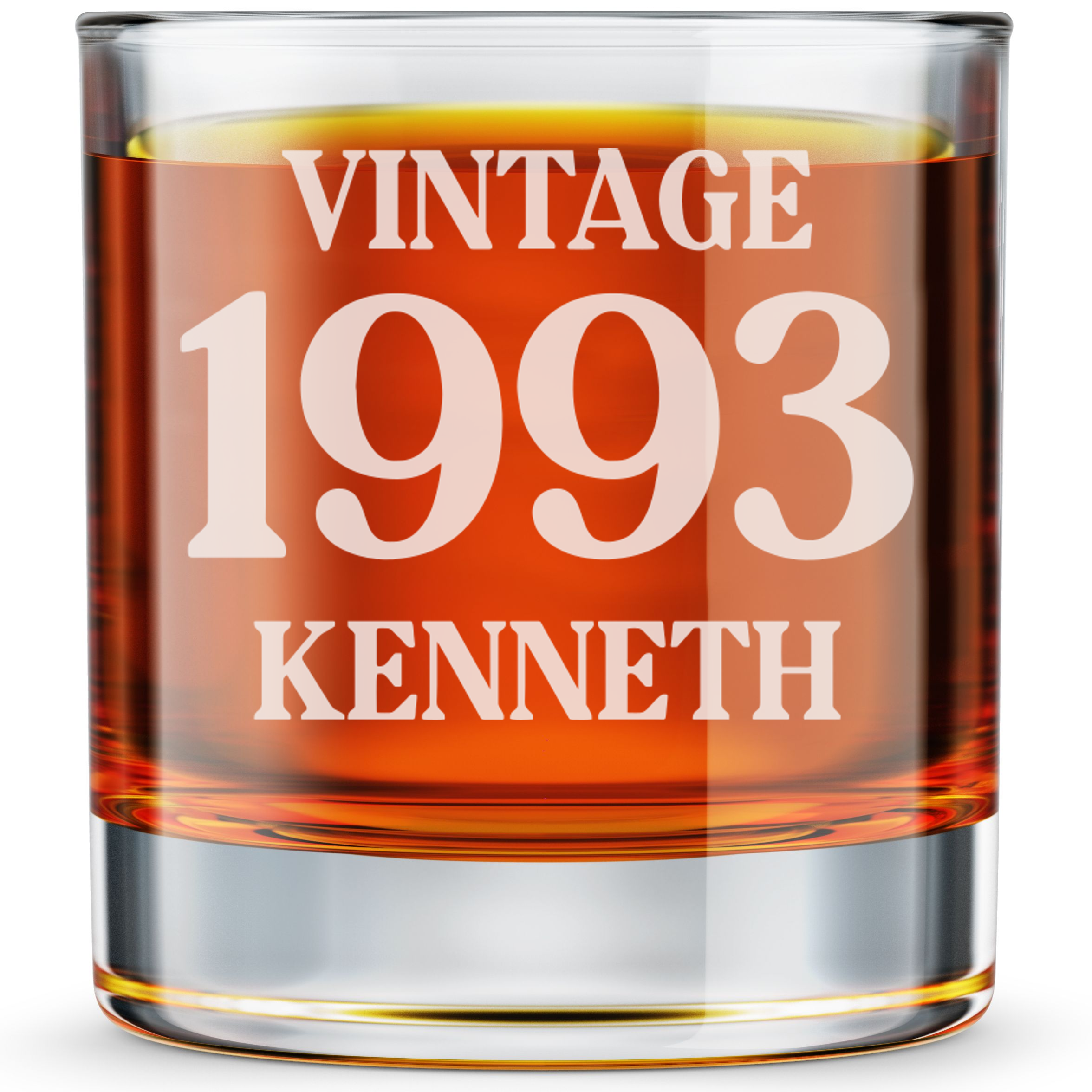 Personalized  Birthday Themed Whiskey Glass with Name Custom Engraved Old Fashioned Glass 11 oz